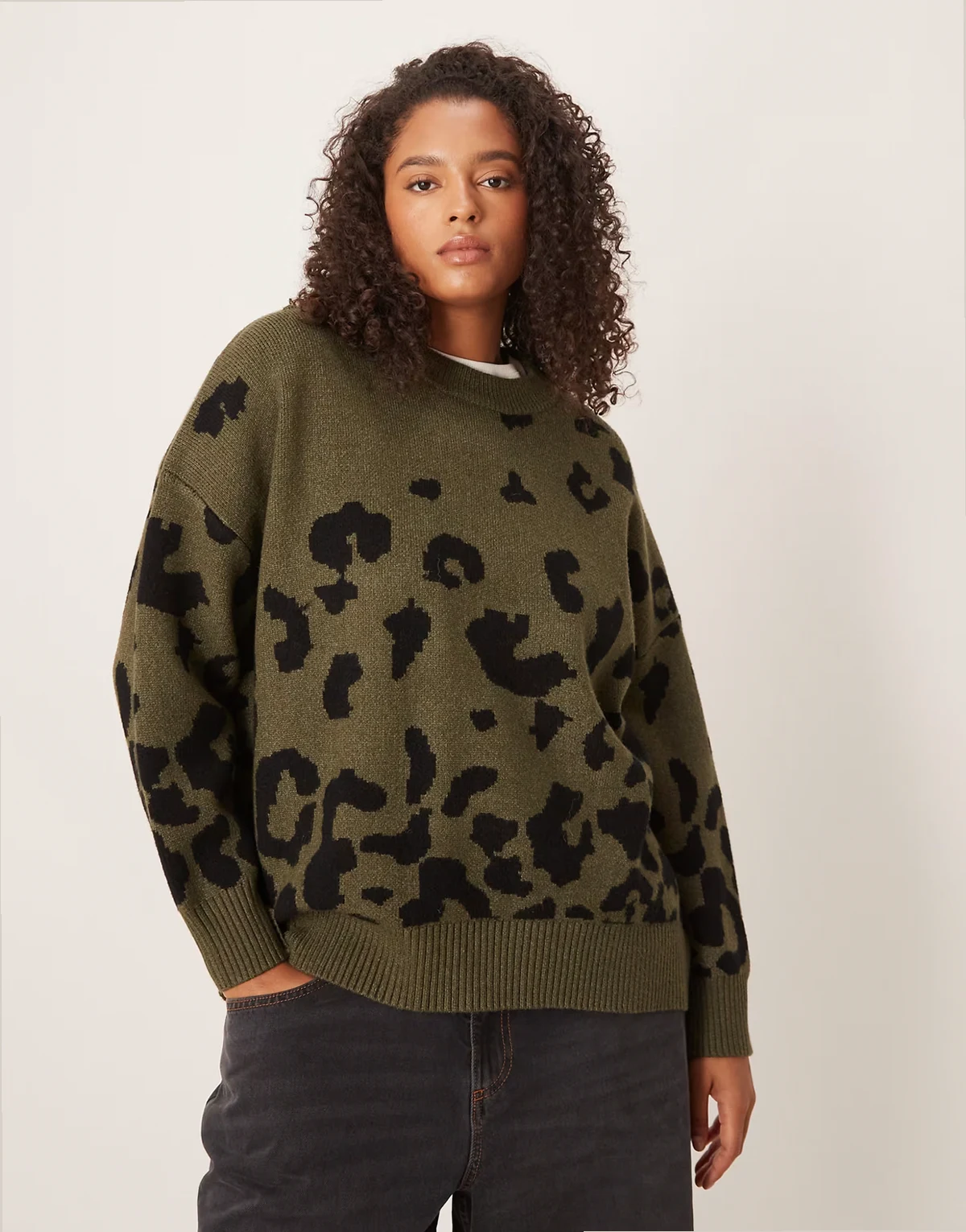 ASOS DESIGN Curve – Sweter oversize w panterkę