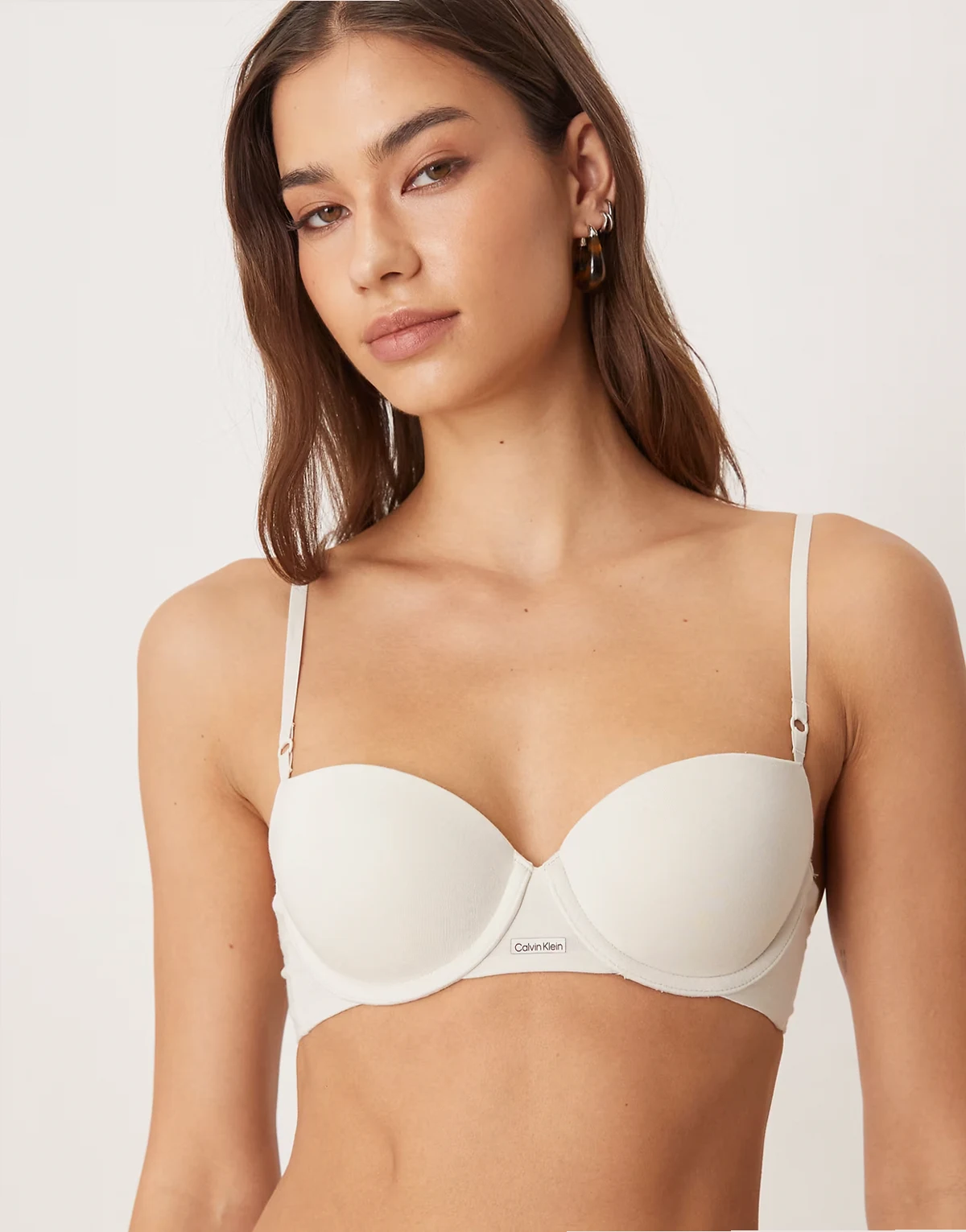 – Leicht gefütterter Halbkörbchen-BH aus Baumwolle und Modal in Weiß mit Logo