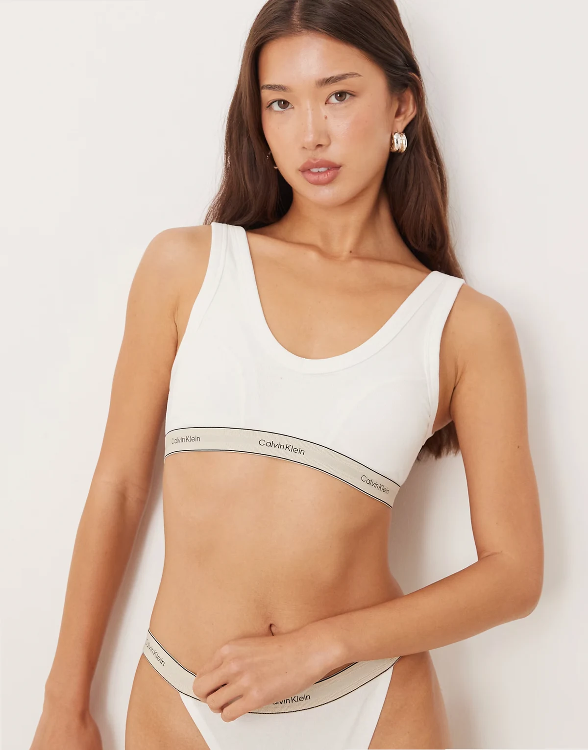 – Heritage – Lekko wyściełany bawełniany biustonosz z trójkątnymi miseczkami w kolorze śnieżnej bieli