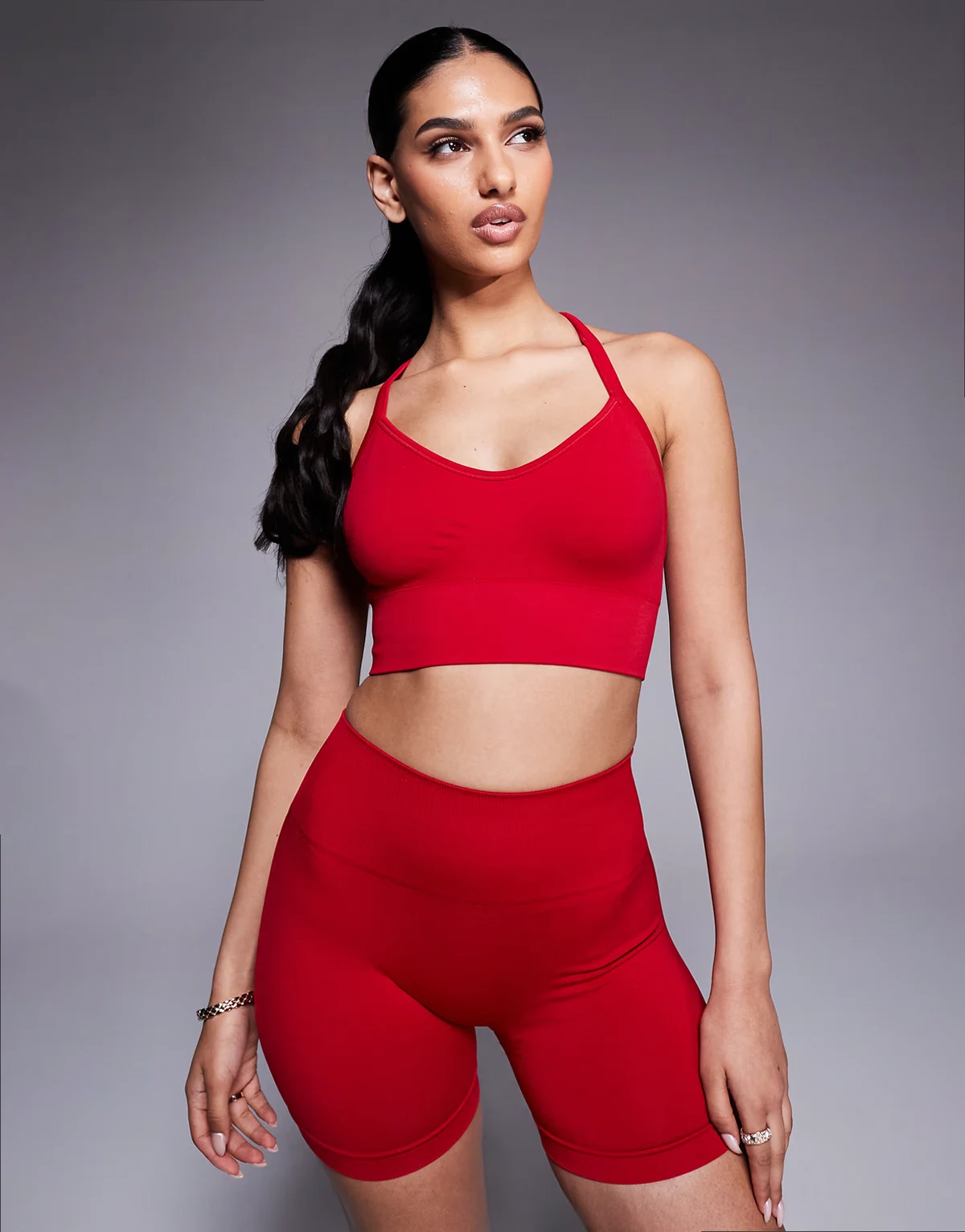Define Luxe sports bra in red - part of a set