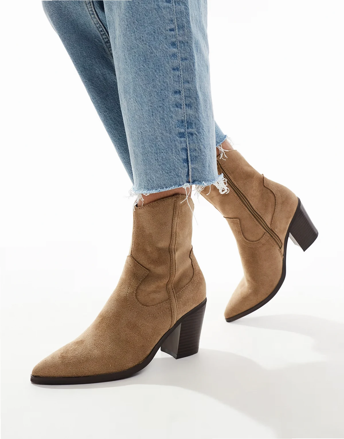 – Rational – Cowboy-Stiefel in Taupe mit Absatz
