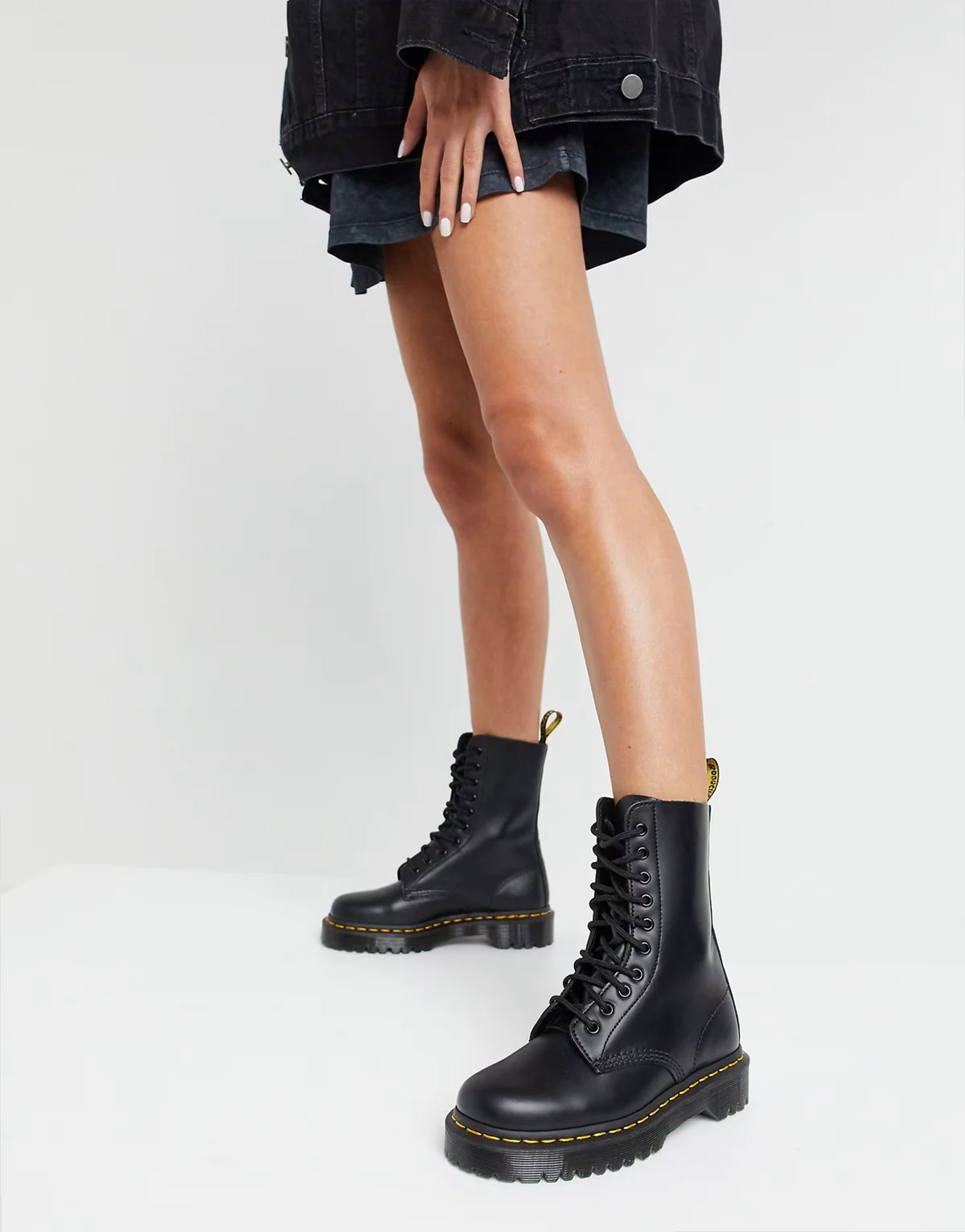 1490 10 eye bex boots in black