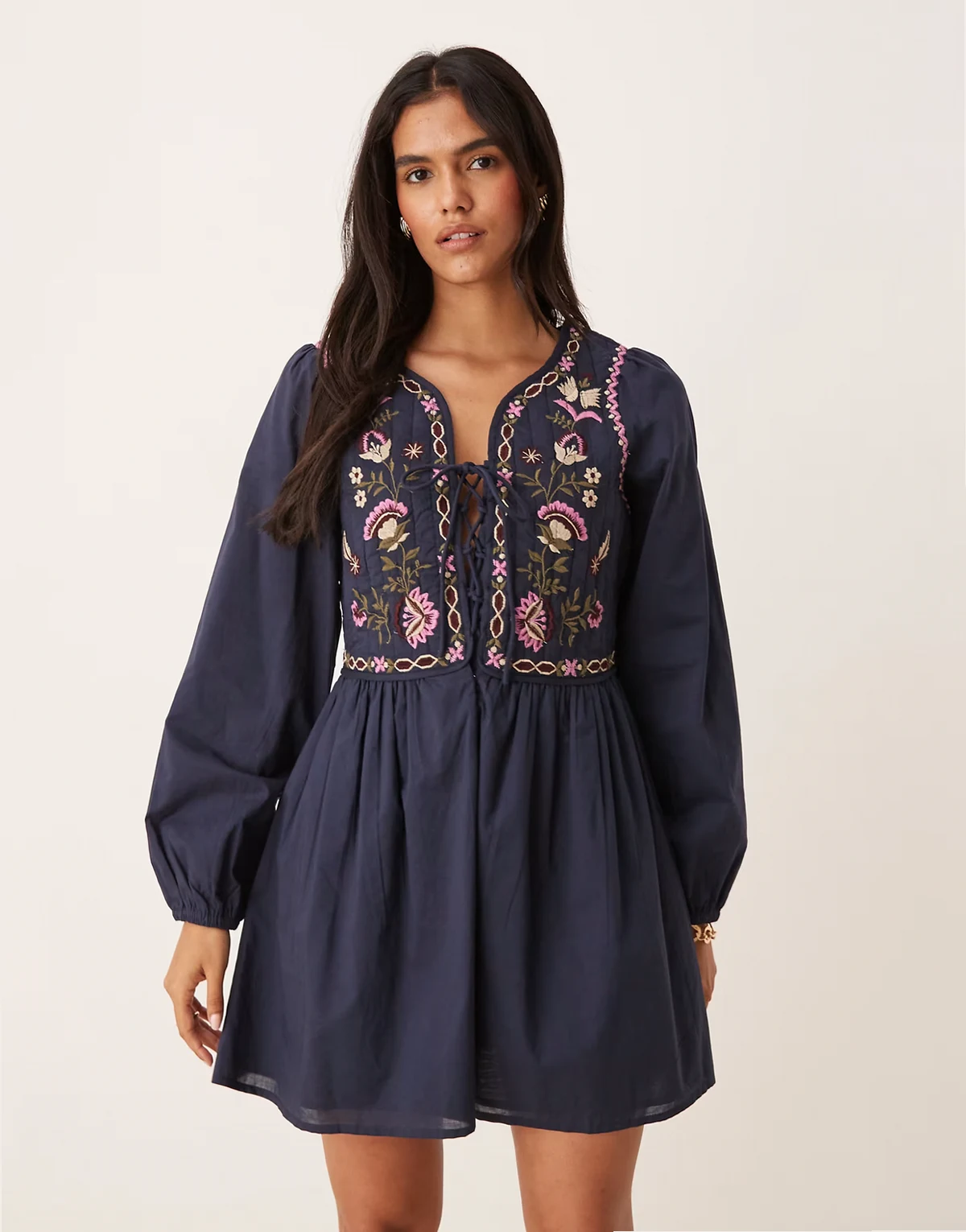Monroe contrast vest mini dress in navy floral