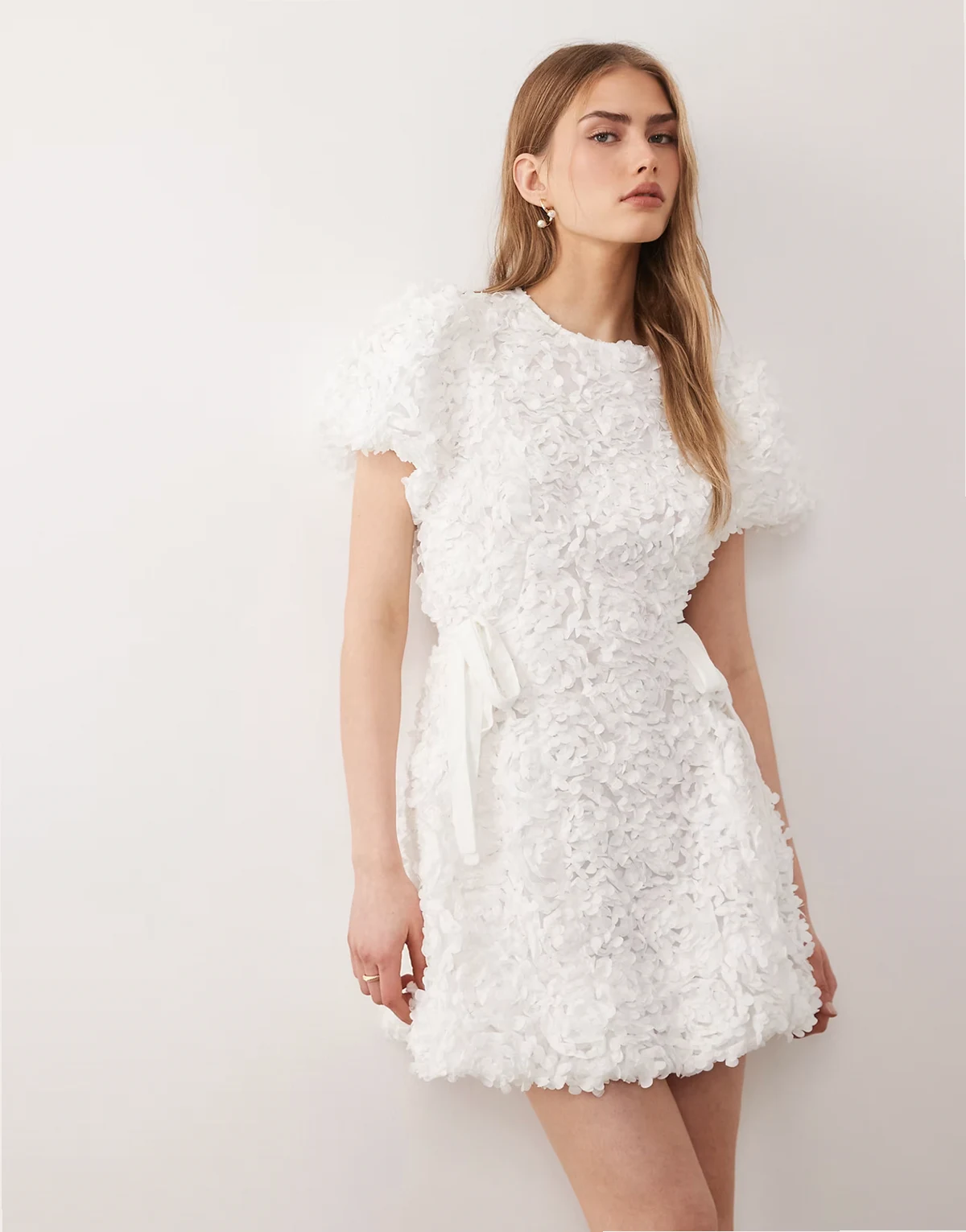 Dream Sister Jane Bridal Petalscape floral tulle mini dress in white