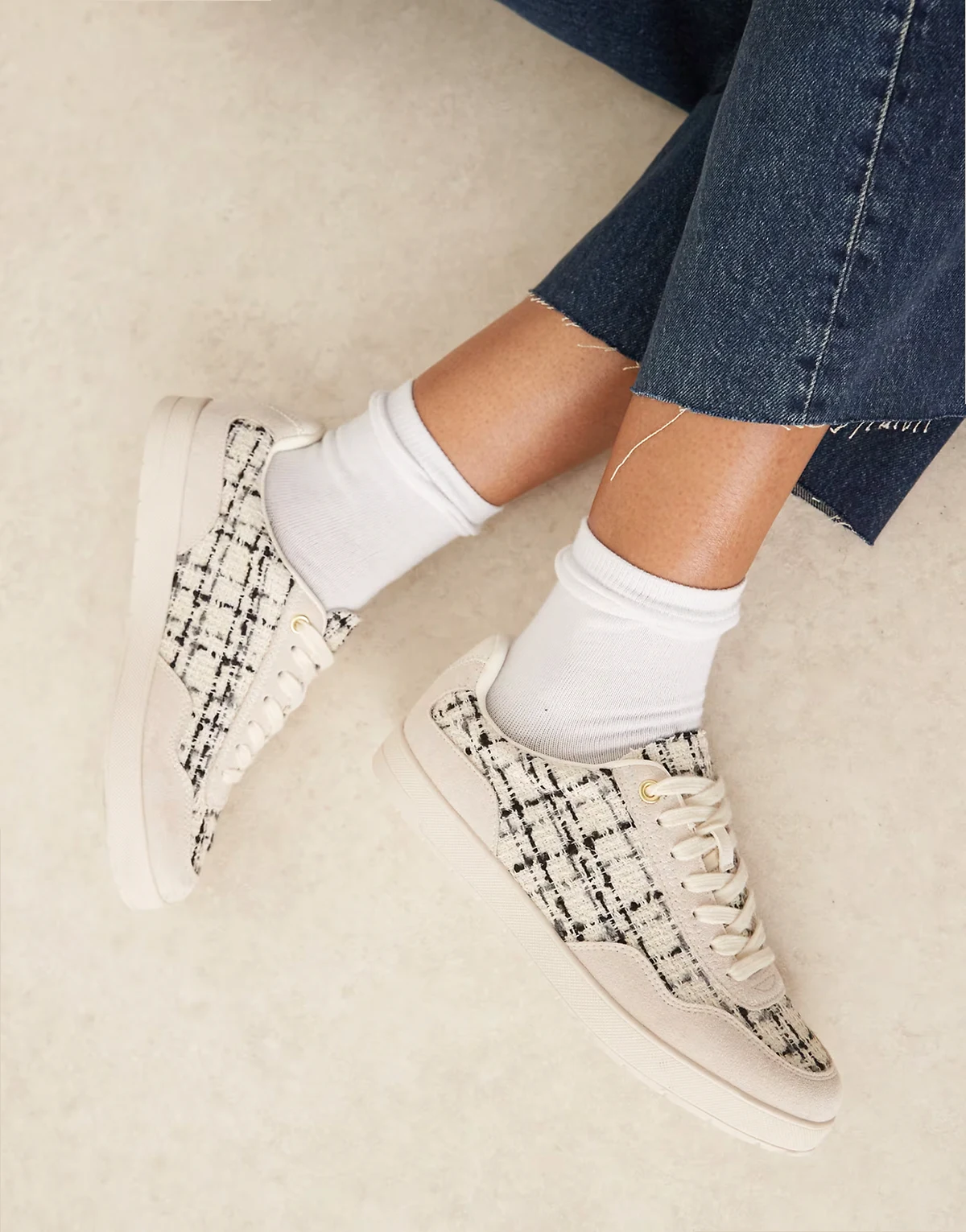 – Deuce – Tweed-Sneaker zum Schnüren in Natur