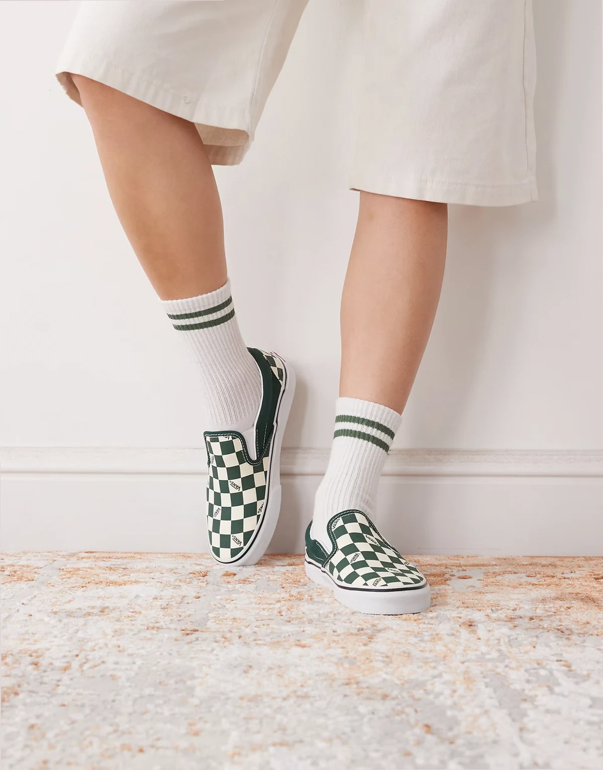 Classic Slip on checkerboard sneakers in green