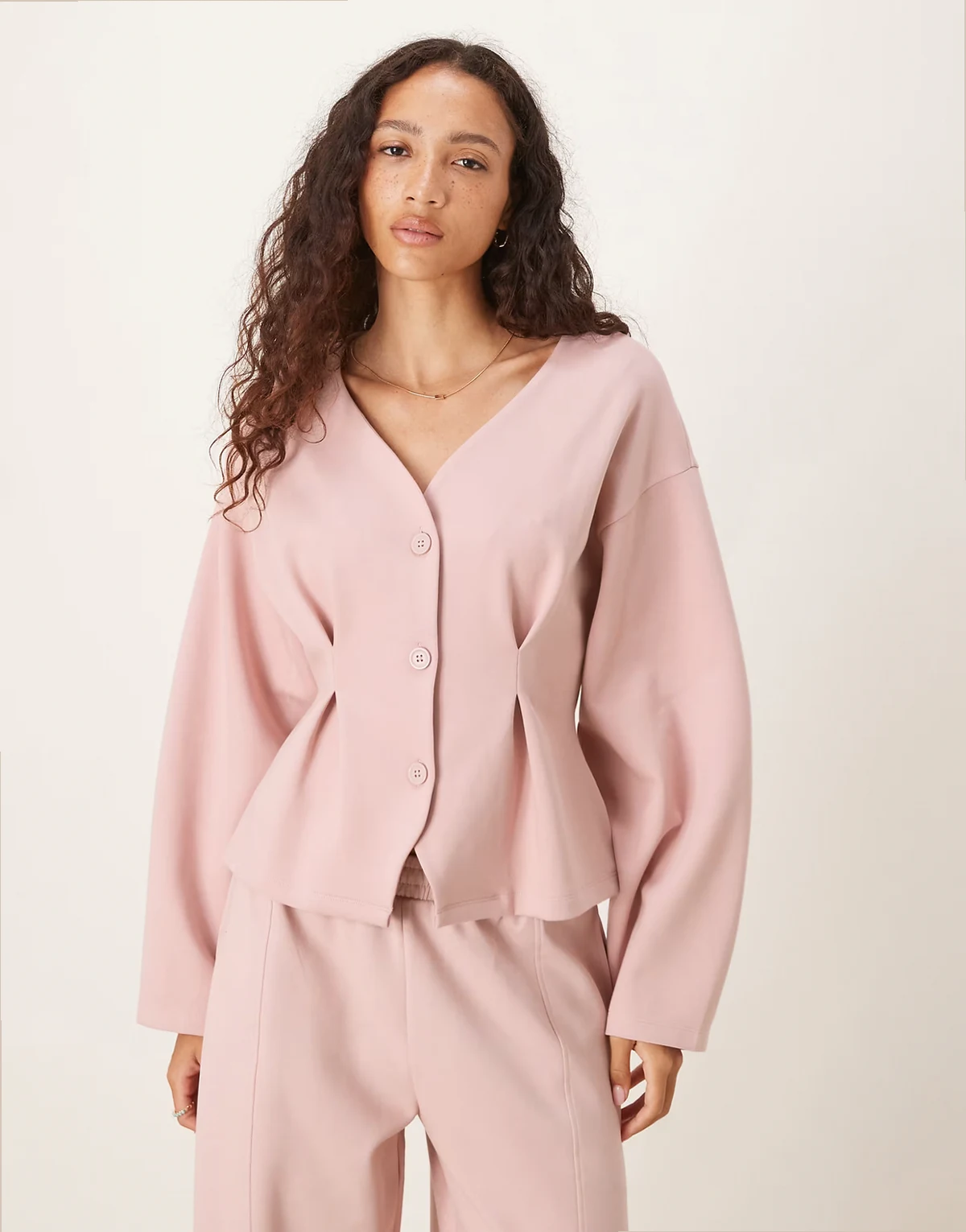 interlock structured cardigan in pink