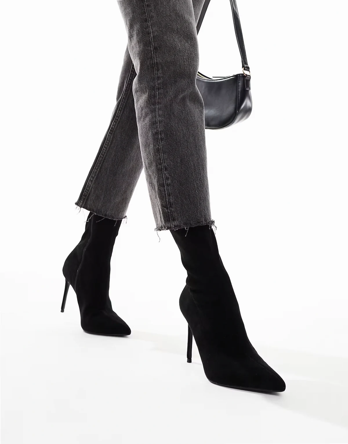 – Evie – Stiefel in Schwarz mit reflektierender Optik und hohem Absatz