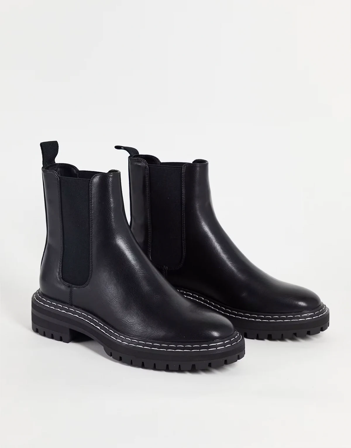 – Chelsea-Stiefel in Schwarz mit Kontrastnähten