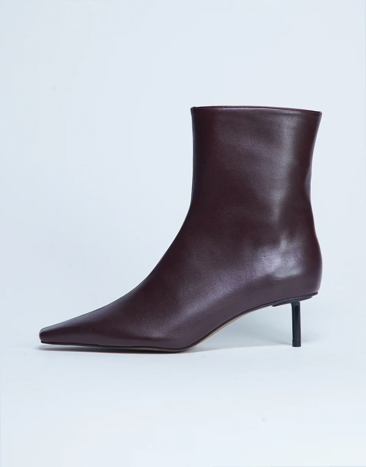 – Narla – Ankle-Boots in Burgunderrot aus hochwertigem, echtem Leder mit hohem, spitzem Absatz
