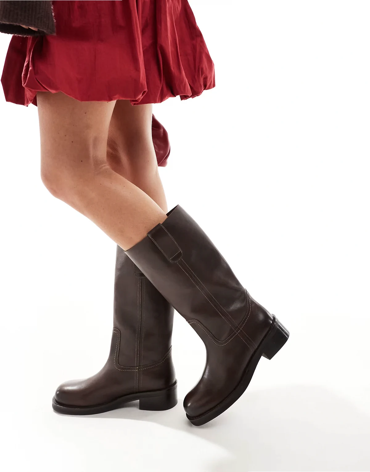 – Cindy – Schlupfstiefel aus Leder in Schokobraun