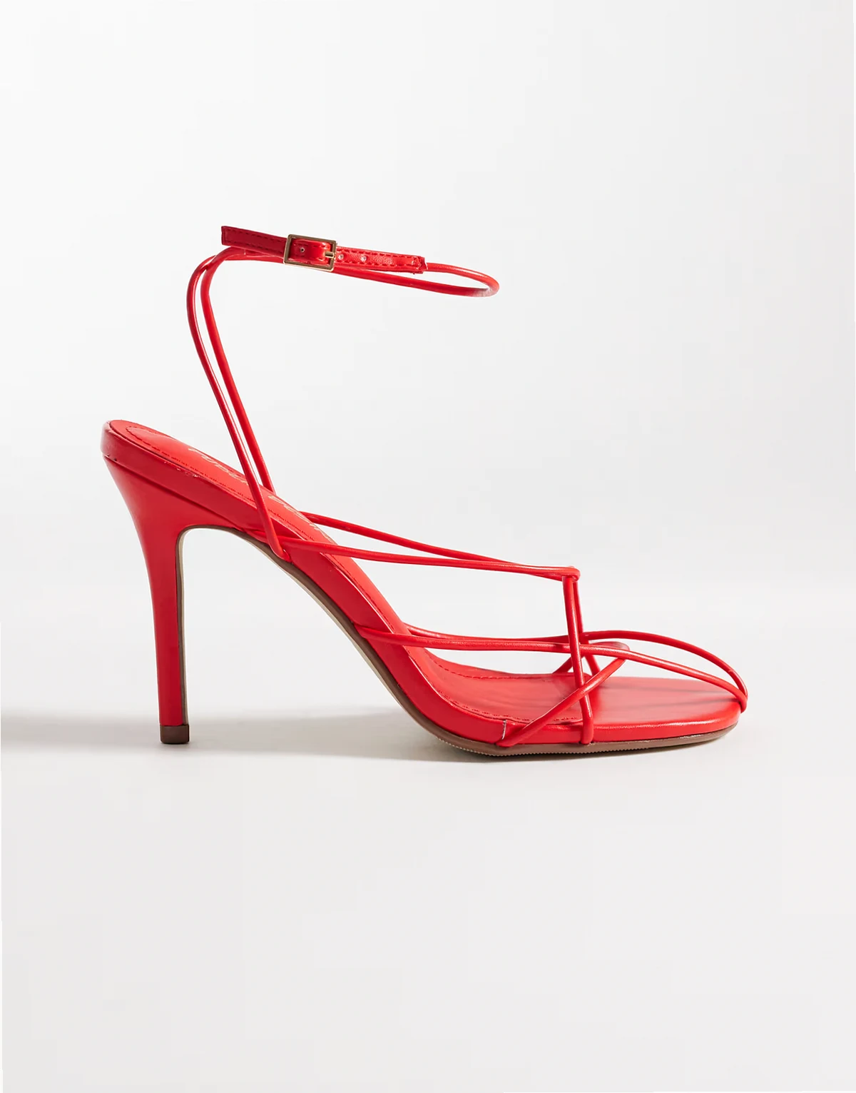 Calico strappy heeled sandals in red