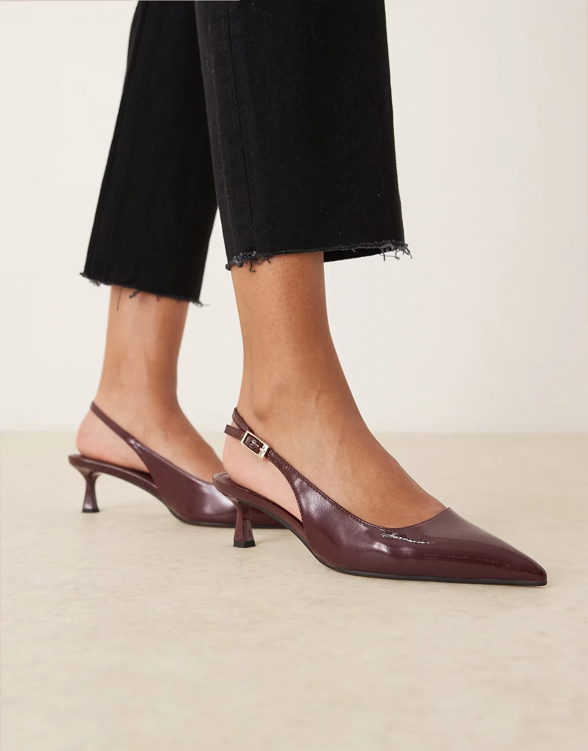 – Skip – Slingback-Schuhe aus Lackleder in Burgunderrot mit Kitten-Heel-Absatz