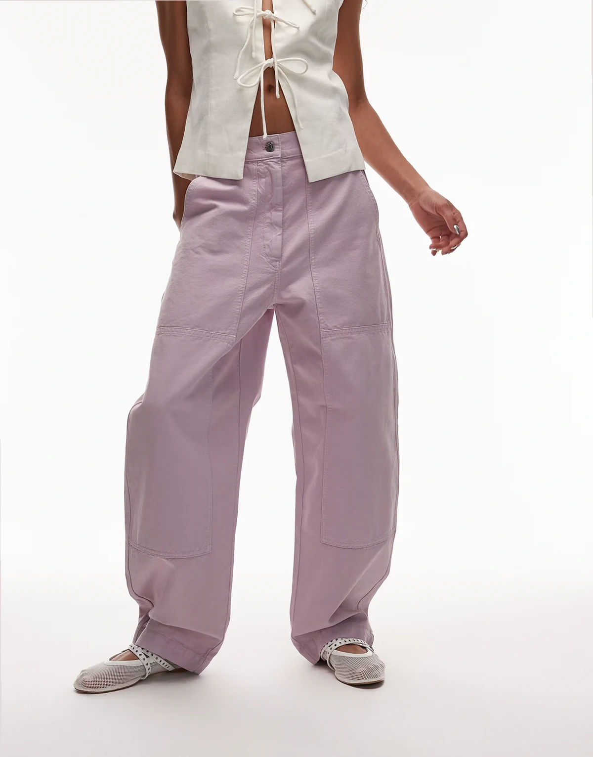 – Workwear-Hose in verwaschenem Flieder mit Dreifachnaht