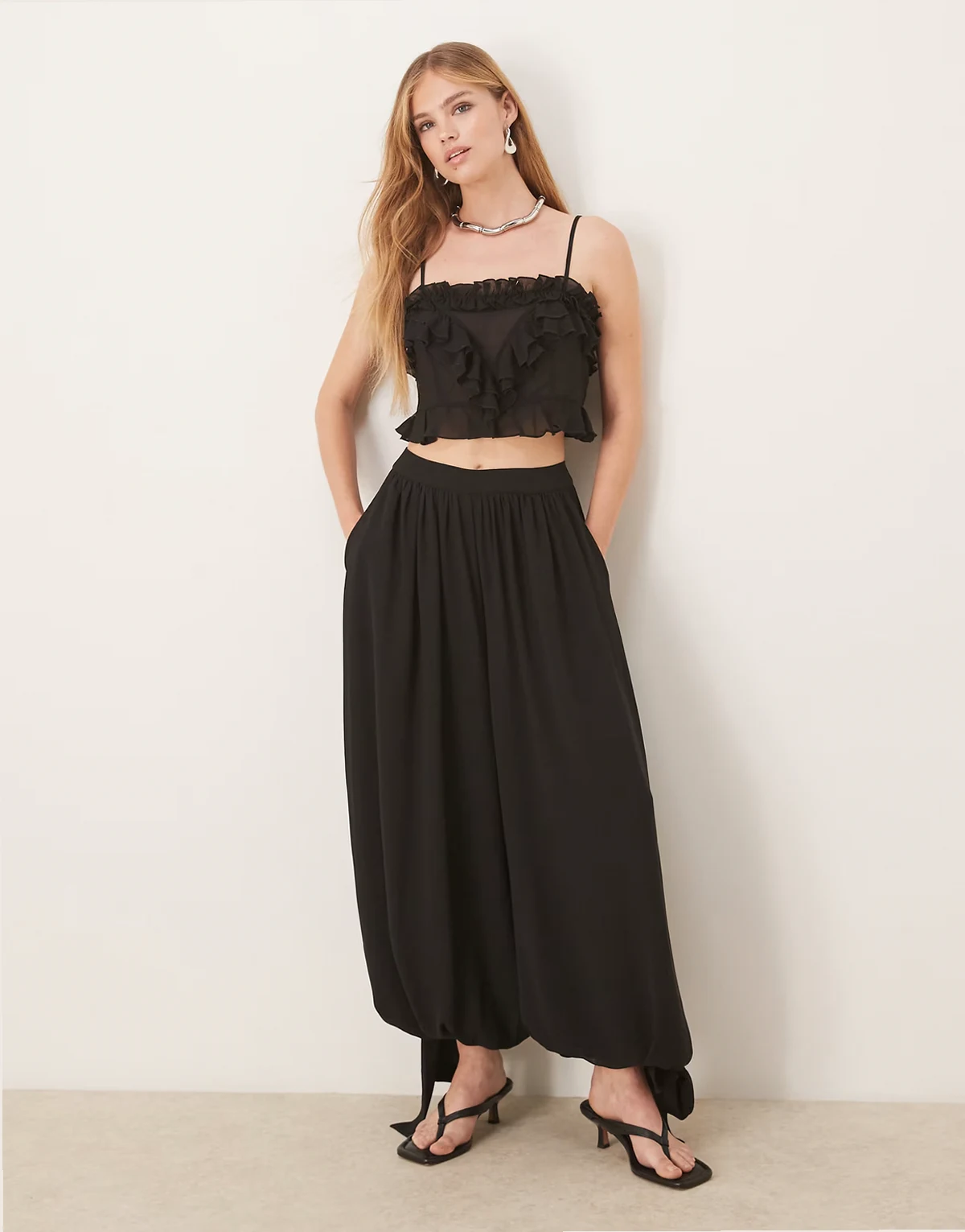 Arila soft balloon pants in black - part of a set