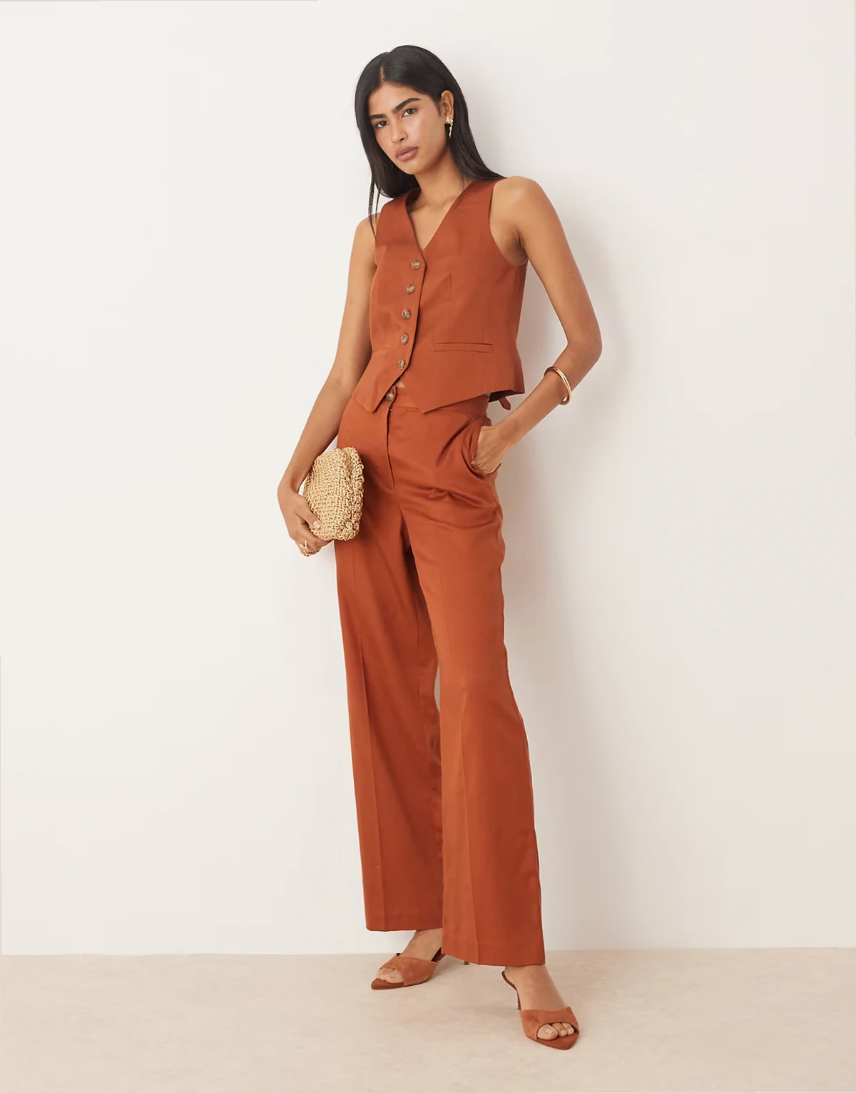 Marion straight leg pants in rust - part of a set