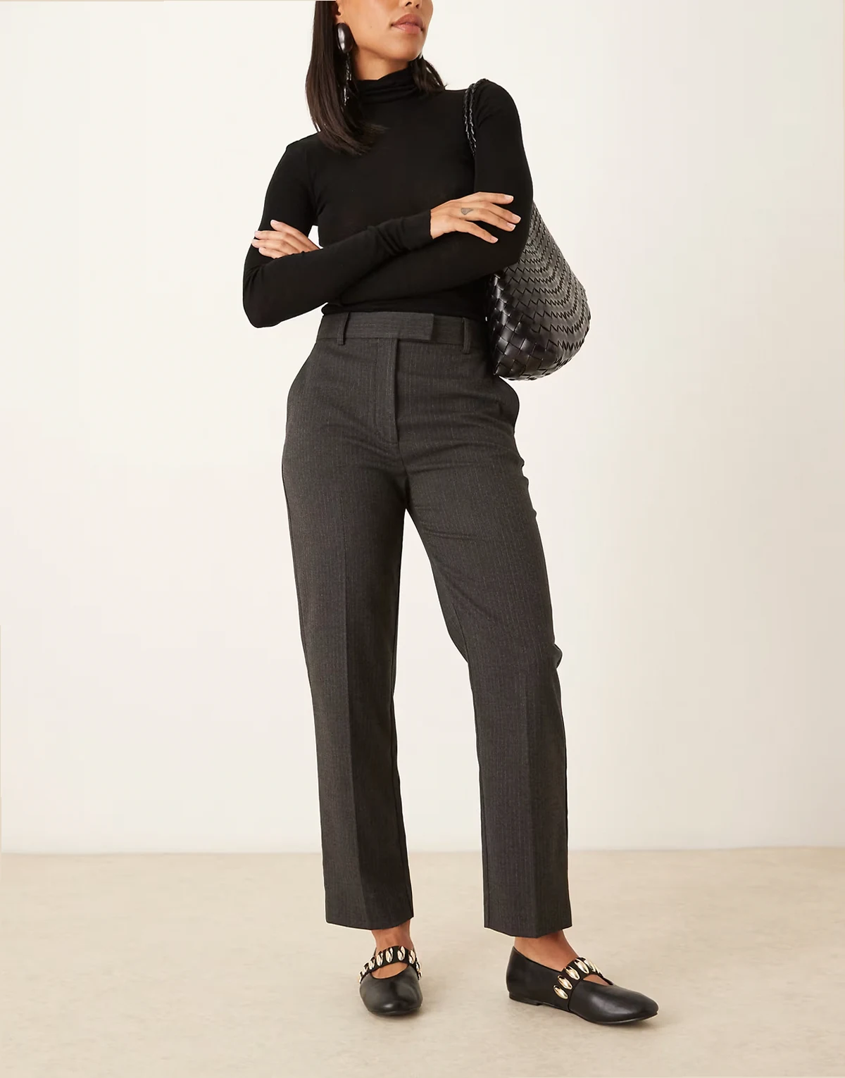 – Newarm – Schmale, elegante Hose in Grau mit Nadelstreifen