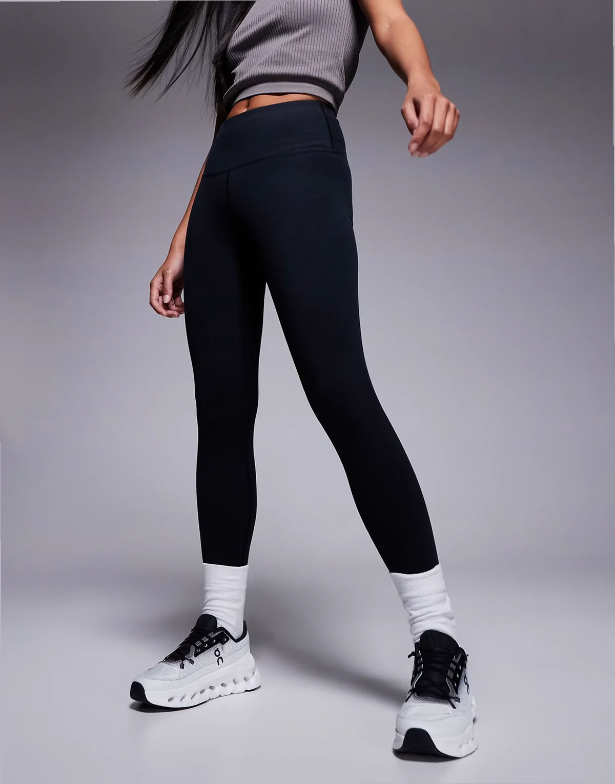 Petite Icon soft touch high waist yoga leggings in black