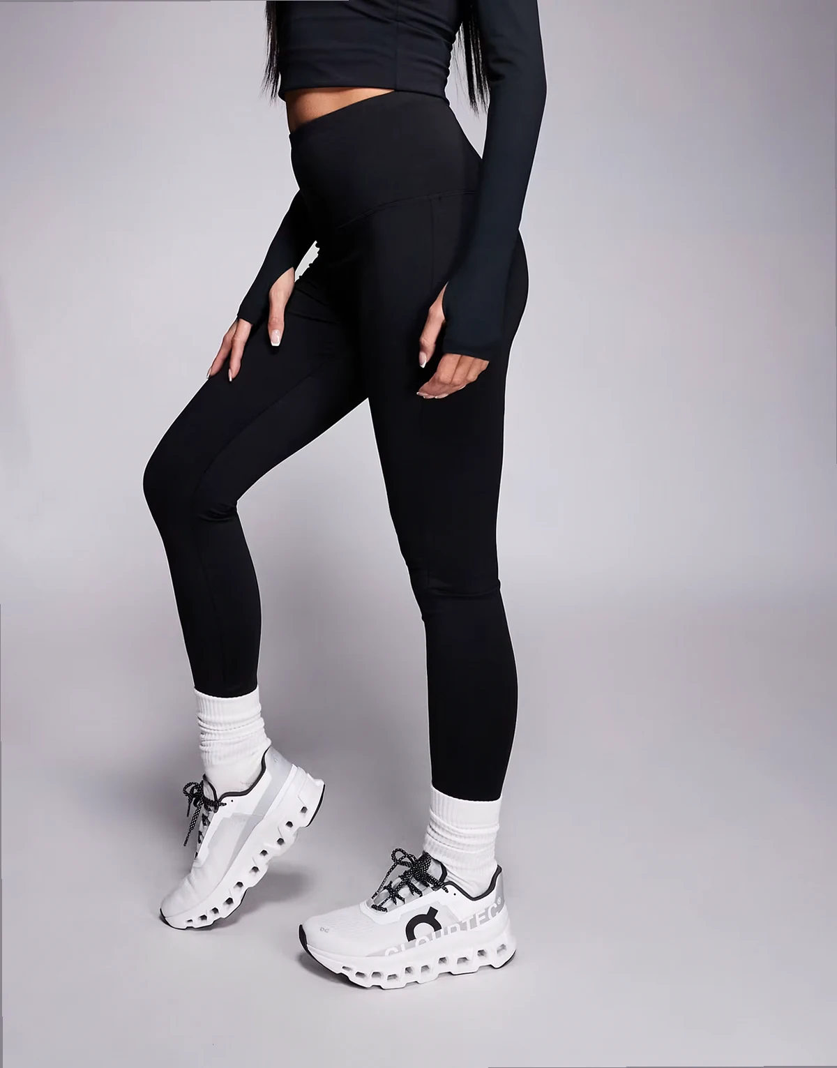 Icon thermal high waist running leggings in black