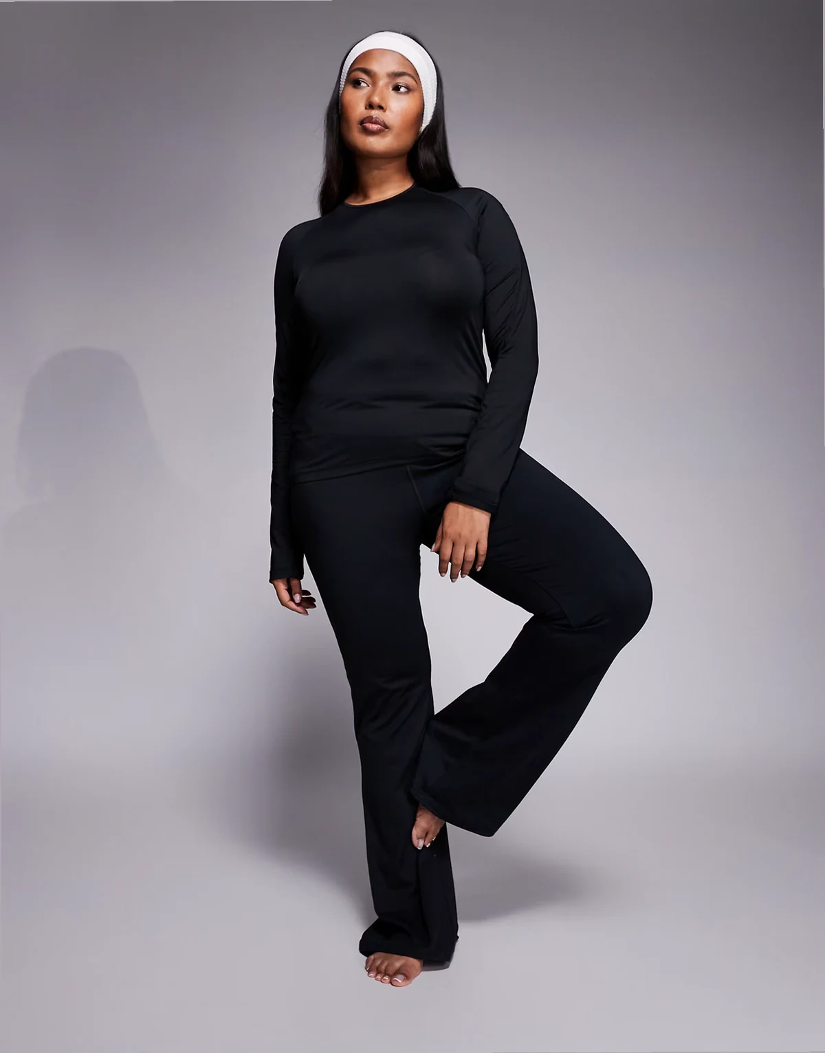 Curve Icon soft touch high waist slim kick yoga leggings in black
