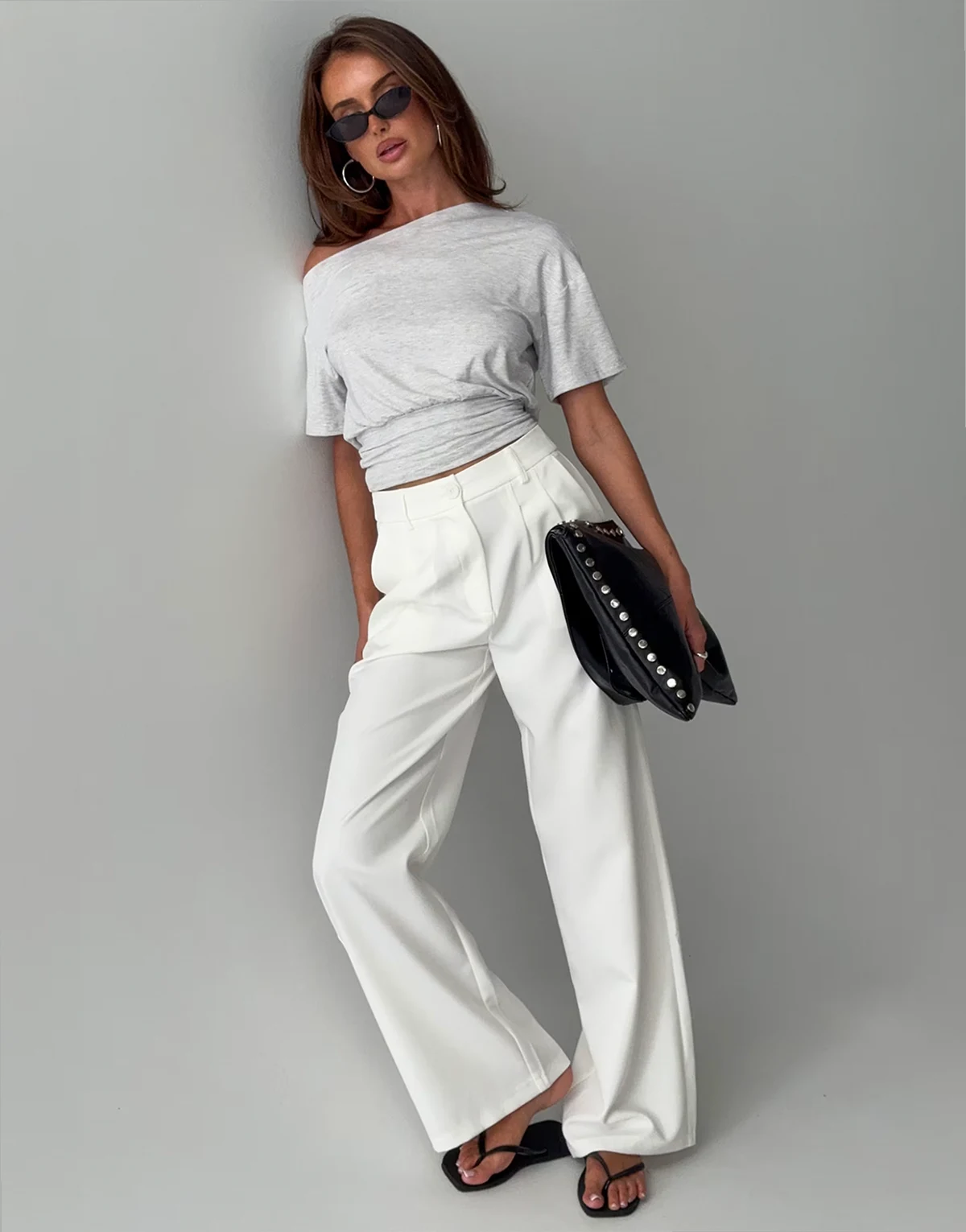 Archer tailored high waisted pants in white