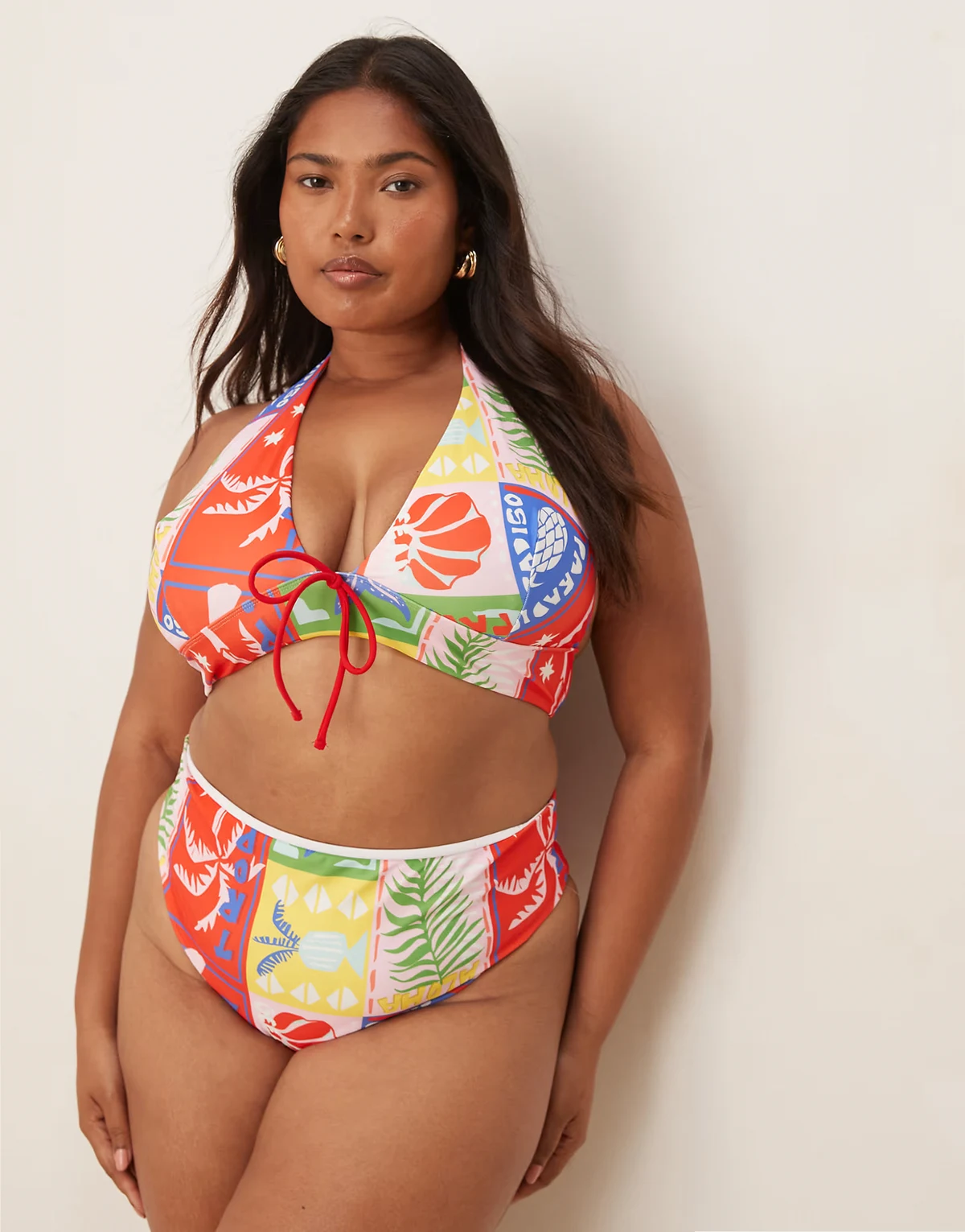 ASOS DESIGN Curve Trinny high waist bikini bottoms in paradiso print