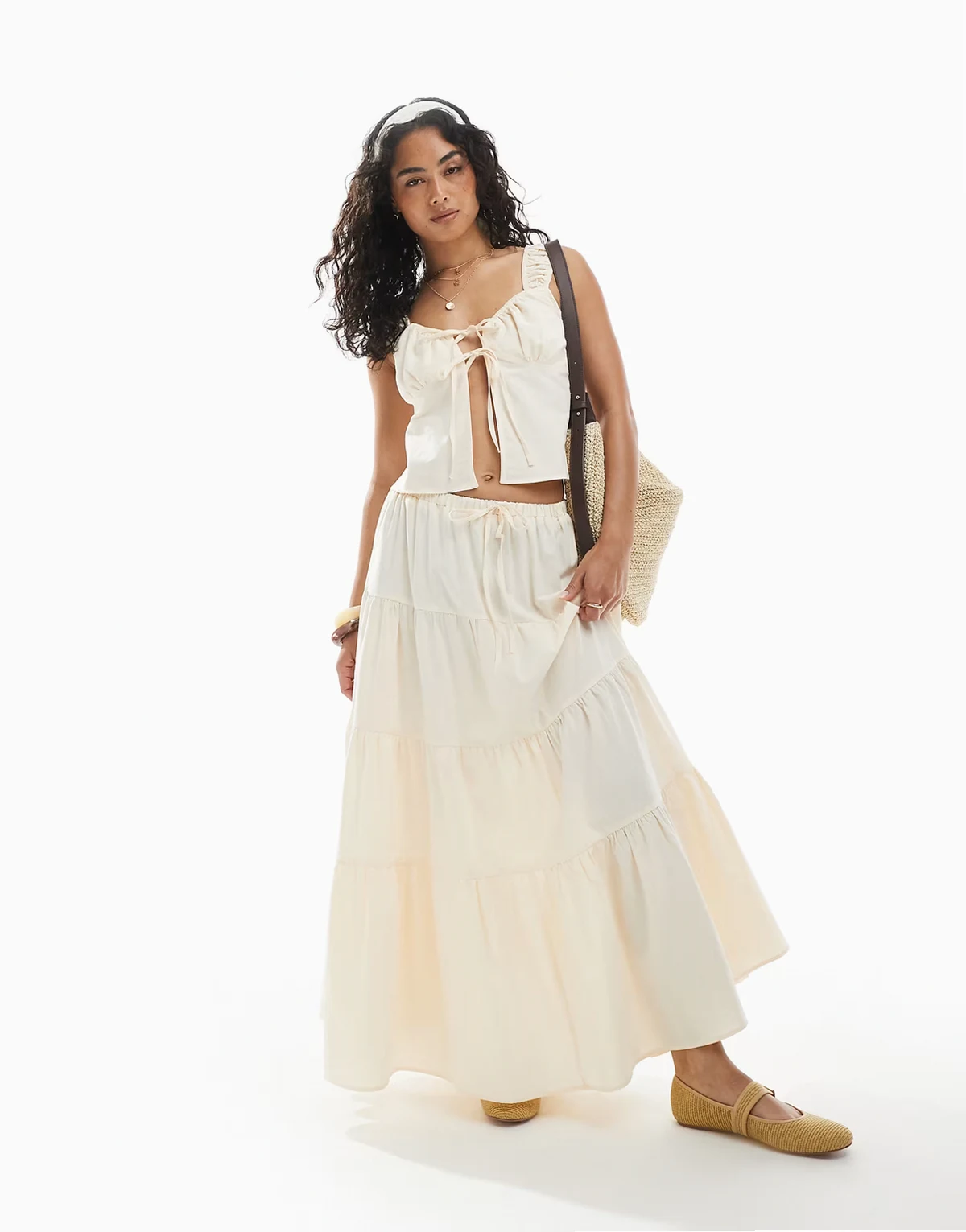 tiered maxi skirt in buttermilk - part of a set