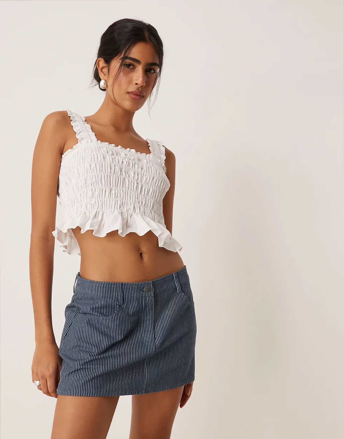 – Gestreifter A-Linien-Minirock in Blau