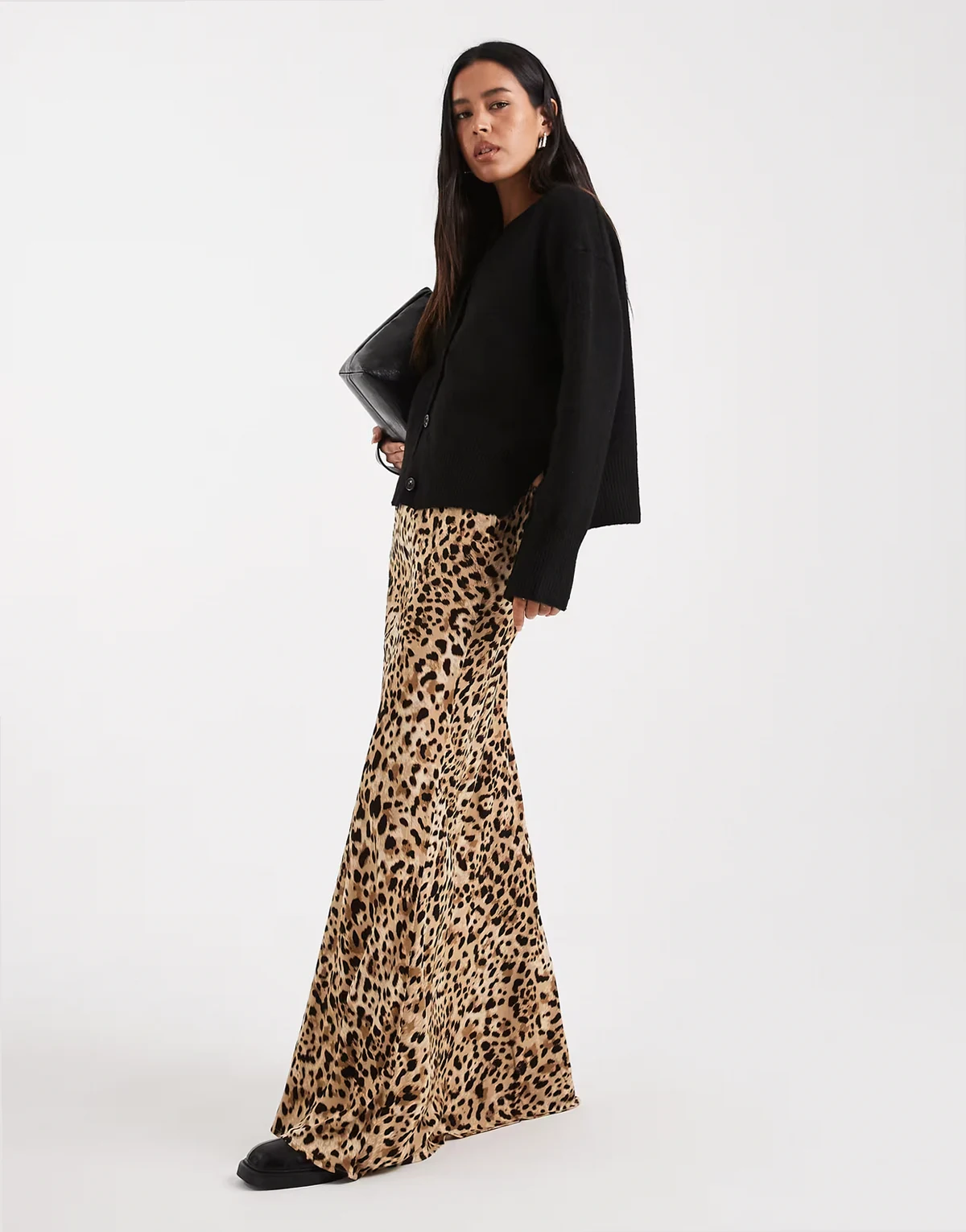 – Gesponnener Maxirock mit Animal-Print