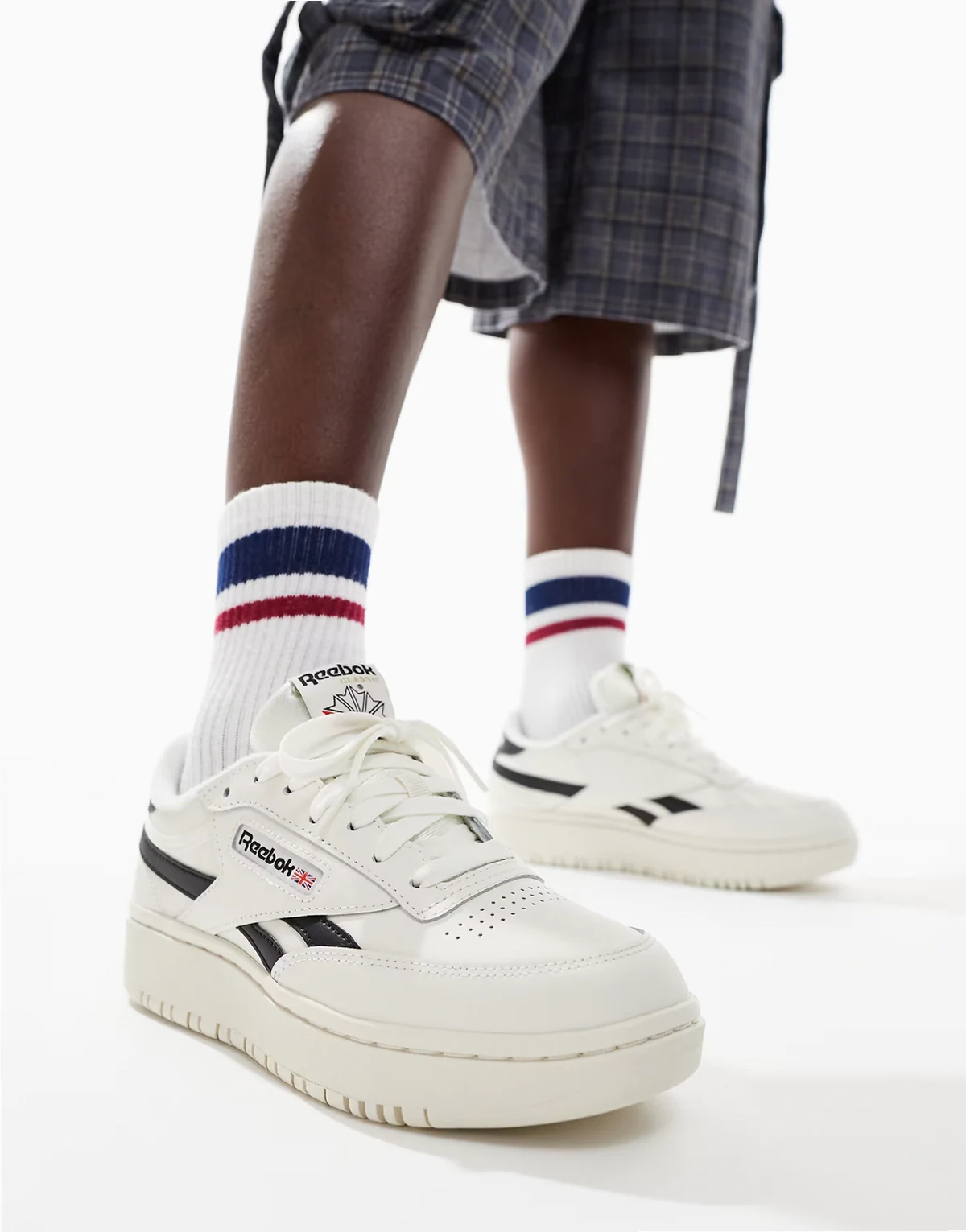 Club C 85 Double sneakers with black detail in cream