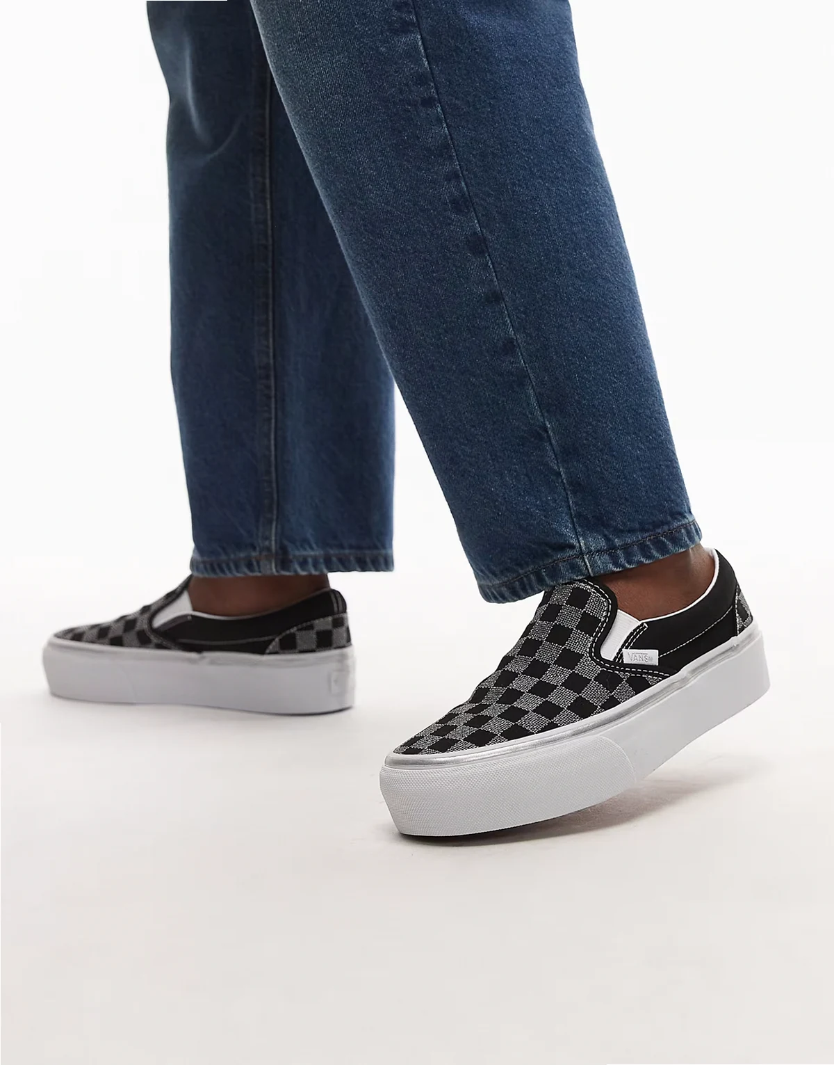 Classic slip-on checkerboard sneakers in gray