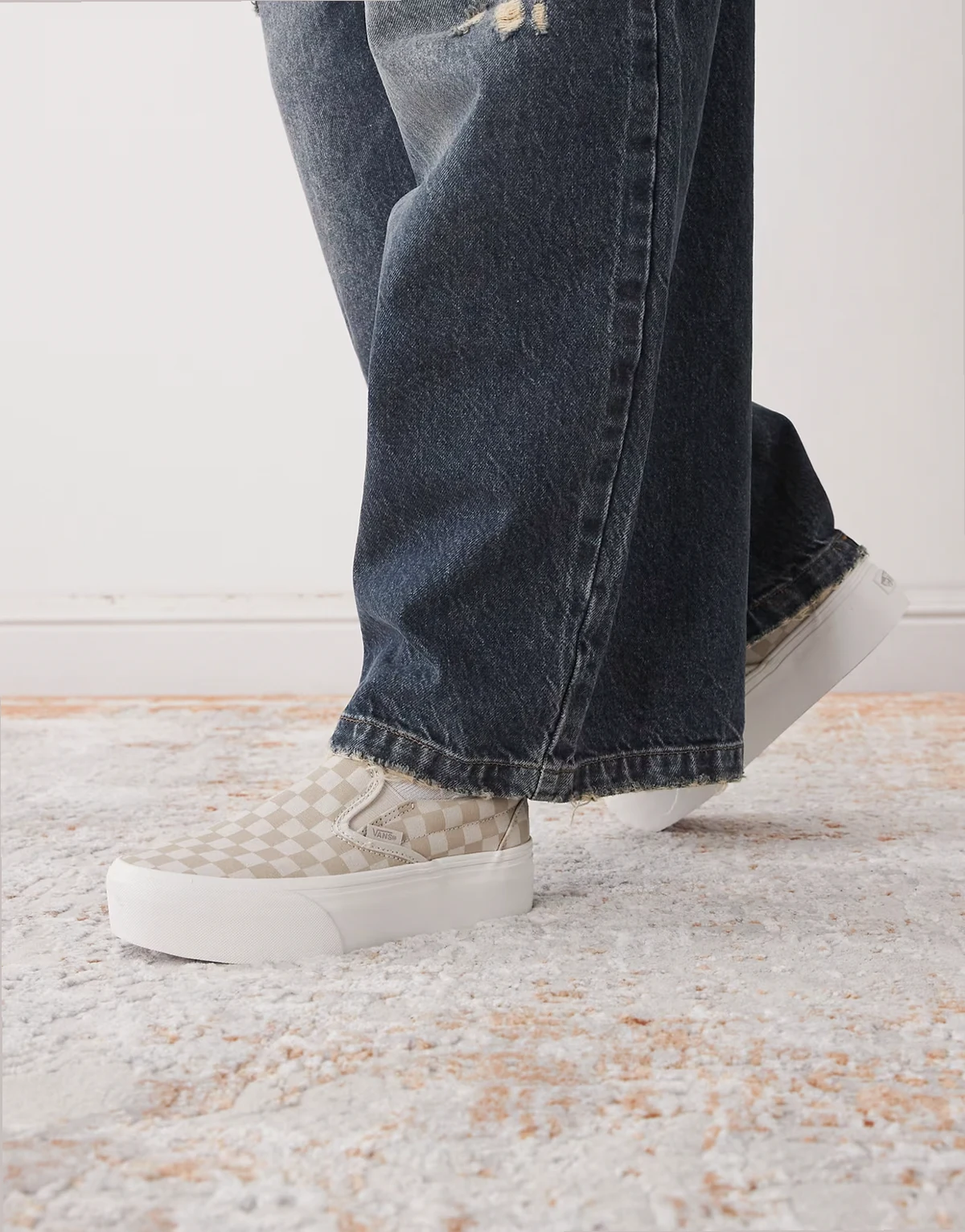 Classic Slip-On Stackform checkerboard sneakers in beige