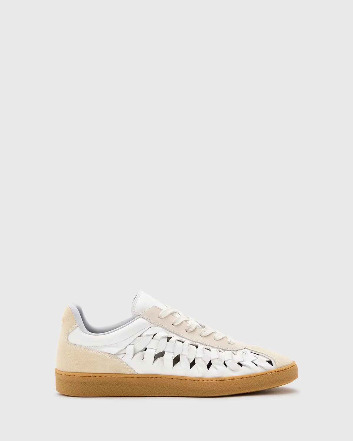 Velma leather woven sneakers in chalk white