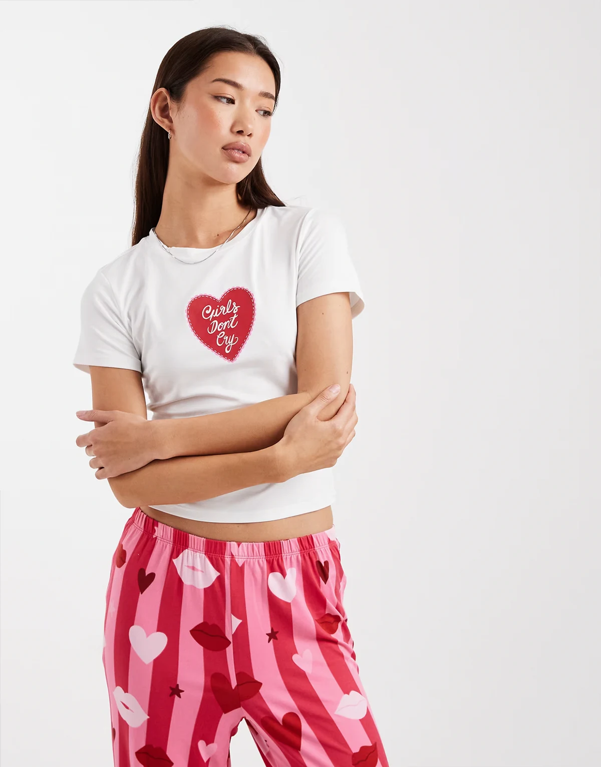 girls don't cry baby tee in white