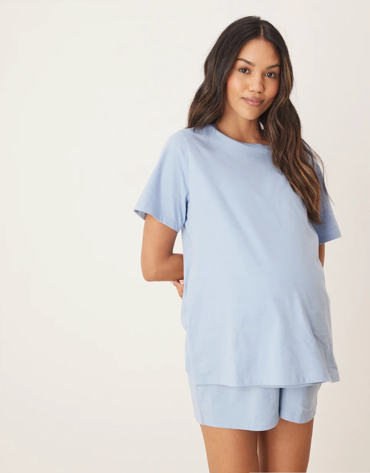 ASOS DESIGN Maternity – Mix & Match – Pyjama-T-Shirt in Blau mit Seitenschlitz