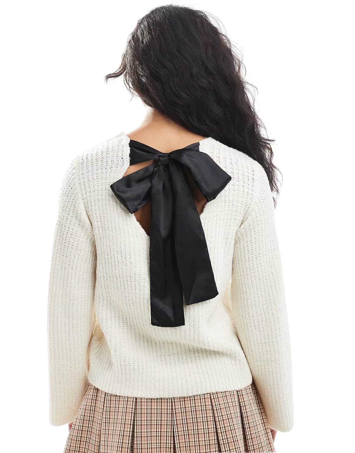 bow detail oversized sweater in cream