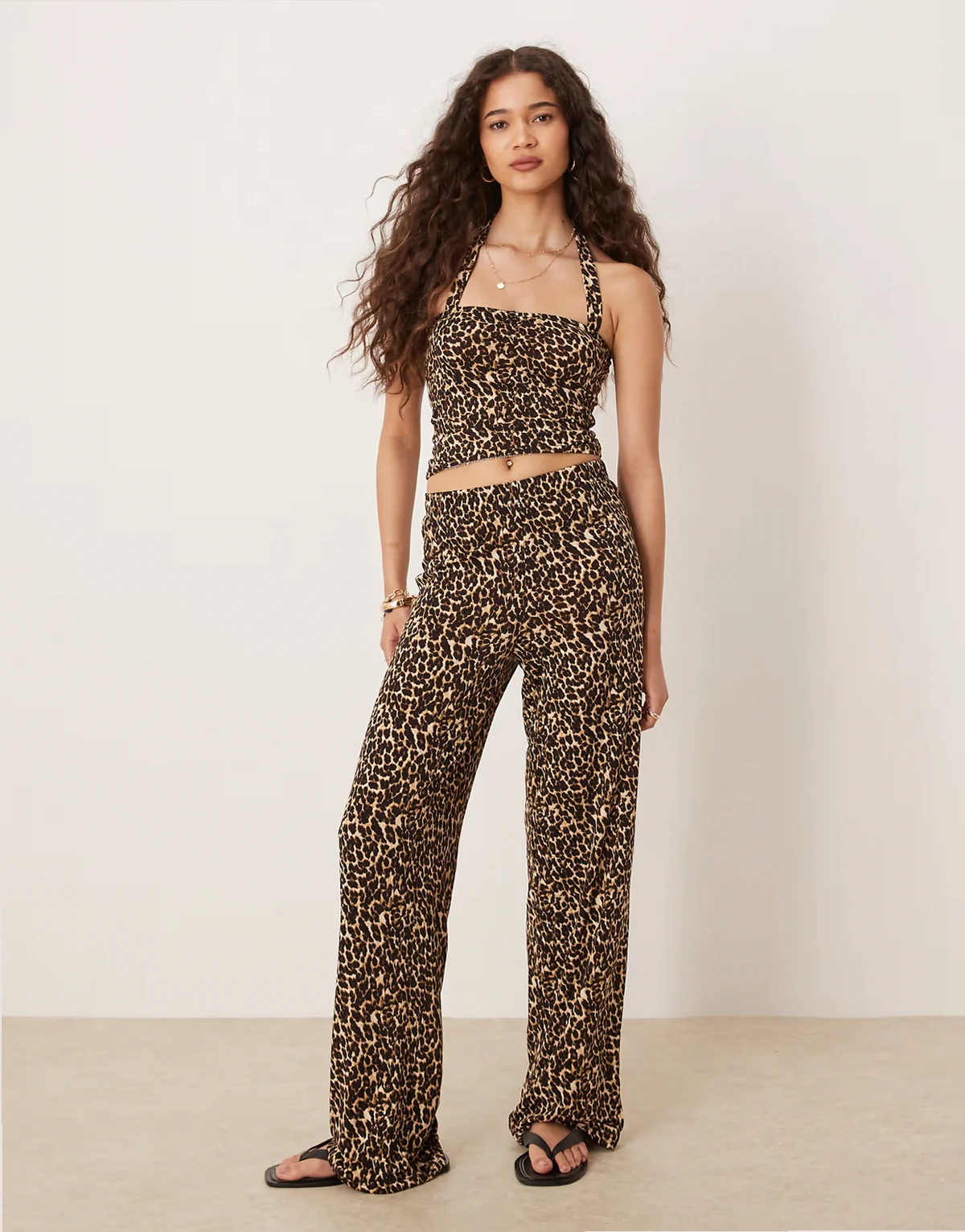 slinky jersey pants in leopard print - part of a set