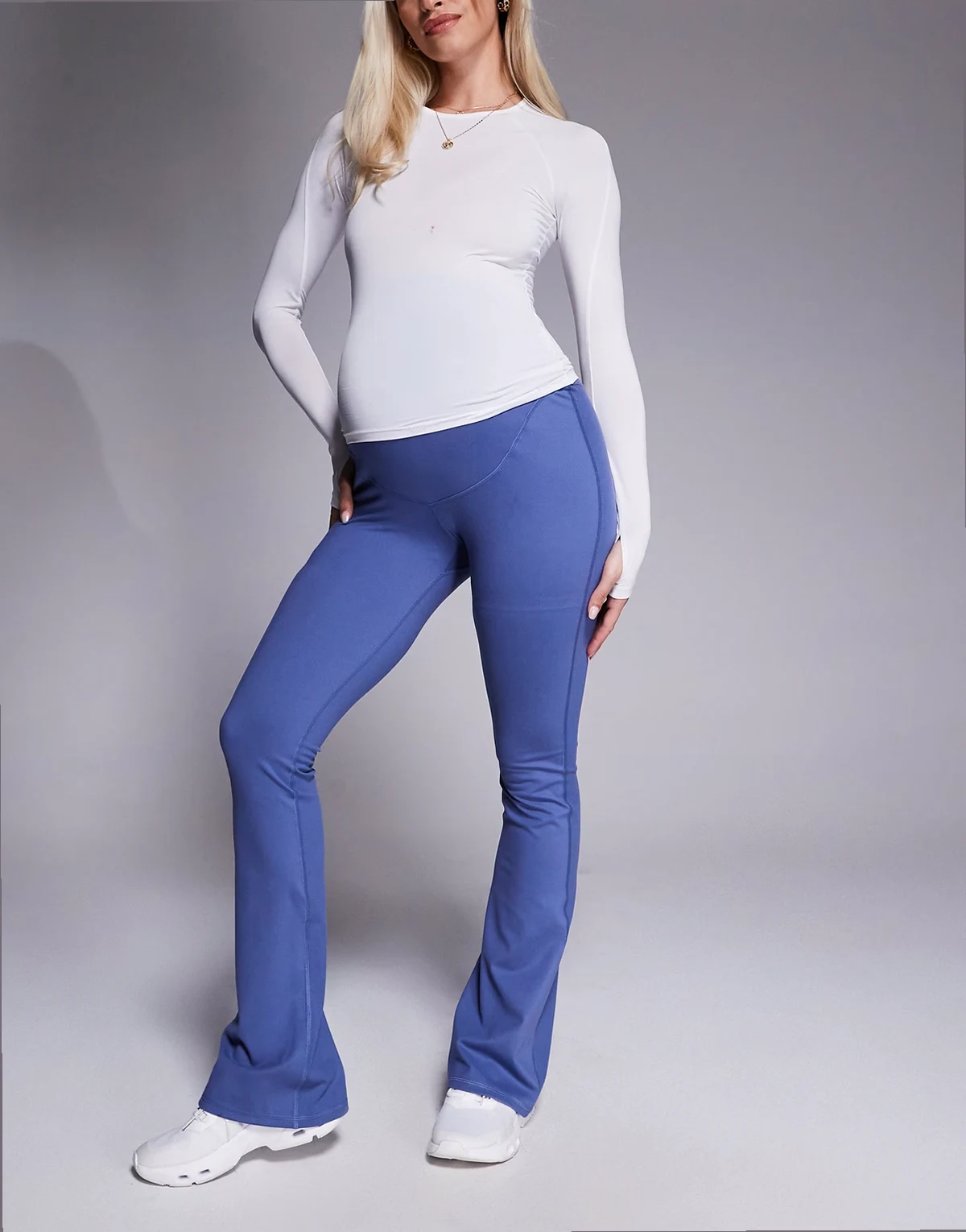 Maternity Icon soft touch high waist slim kick yoga leggings in china blue