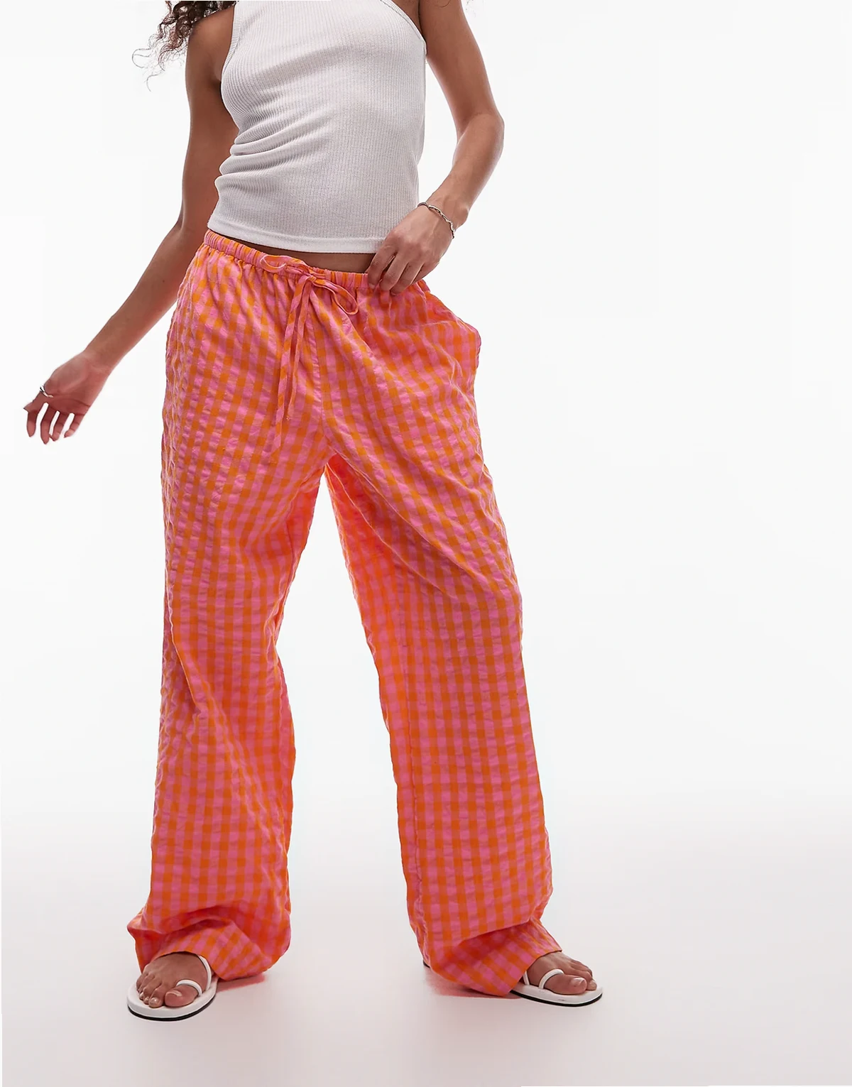 – Karierte Schlupfhose in Orange