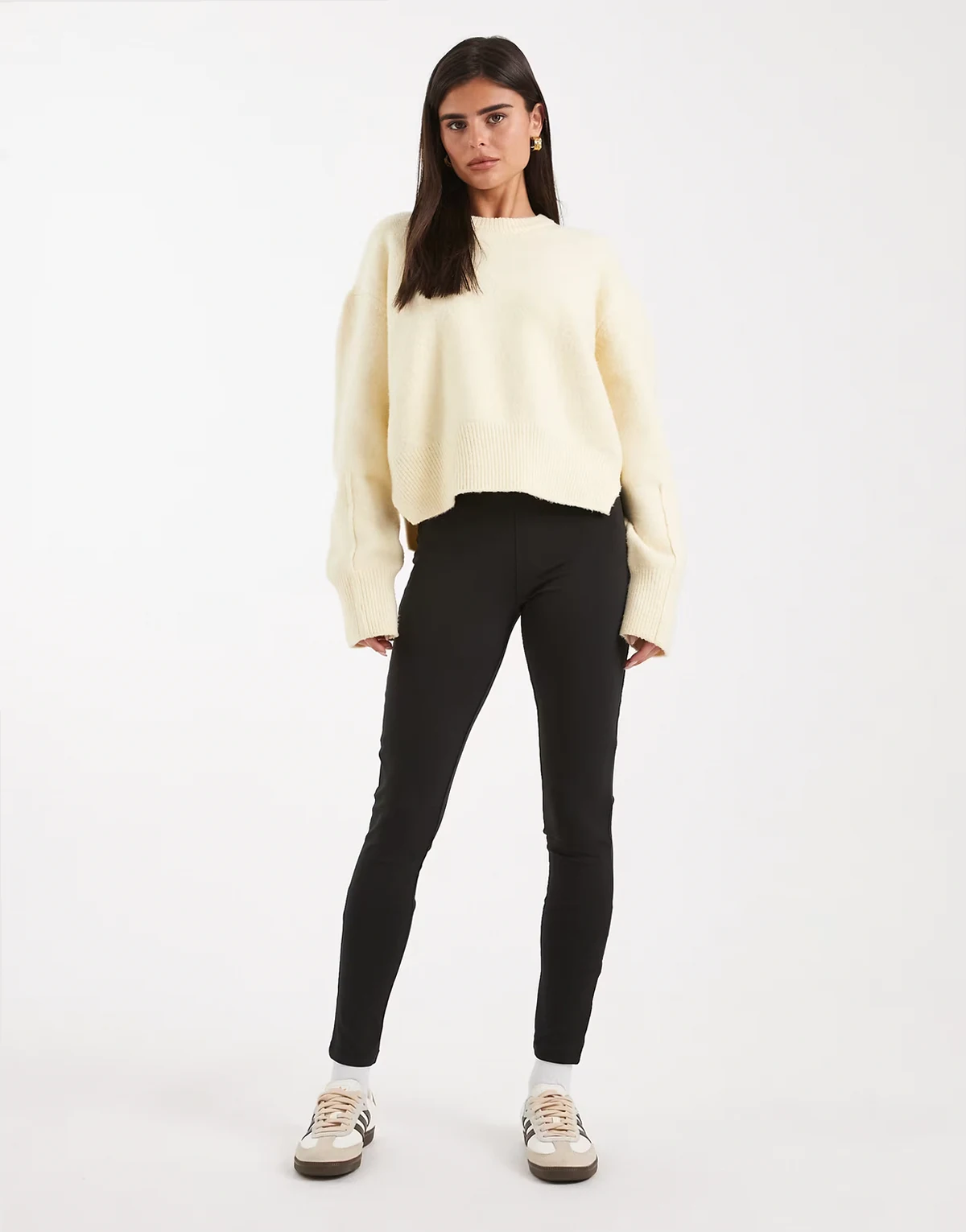– Figurformende Leggings mit in Schwarz breitem Bund