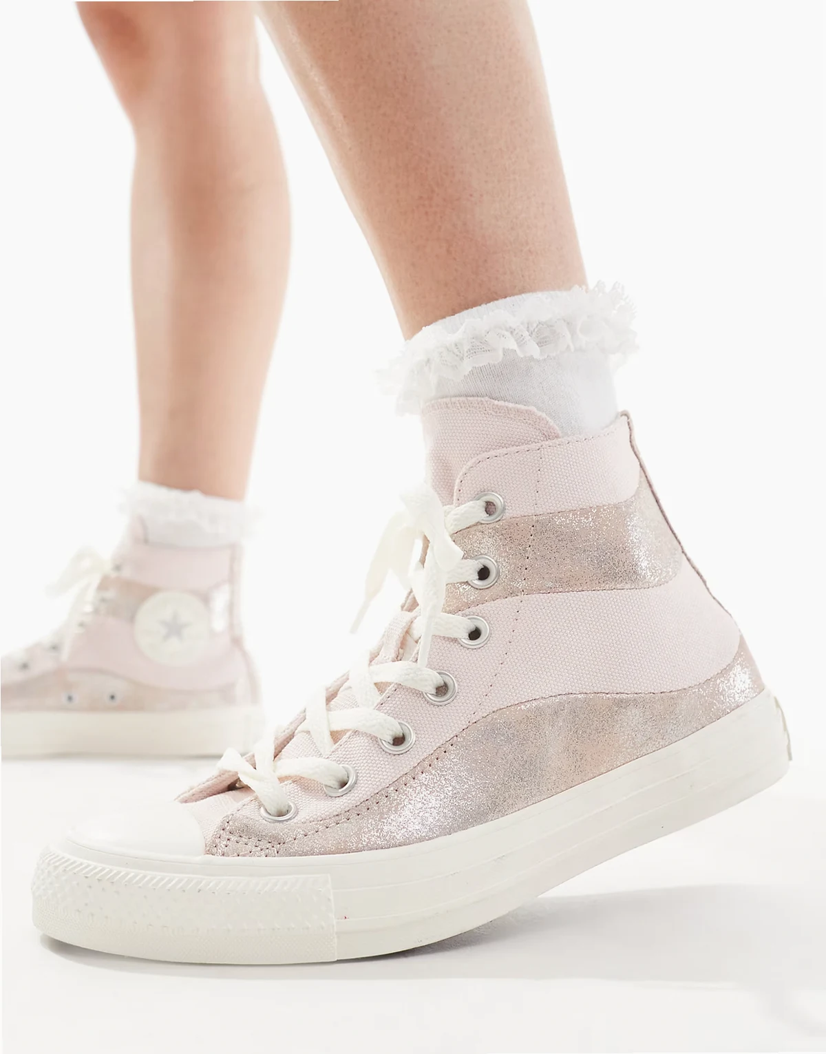 Chuck Taylor All Star suede sneakers in pink metallic