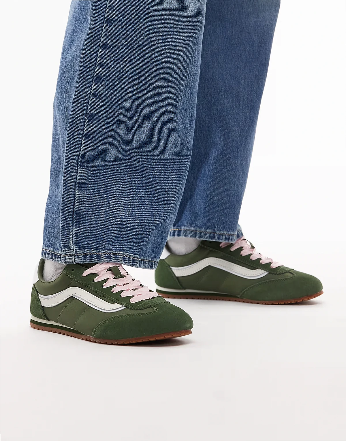 Super Lowpro sneakers in dark green with pink detailing