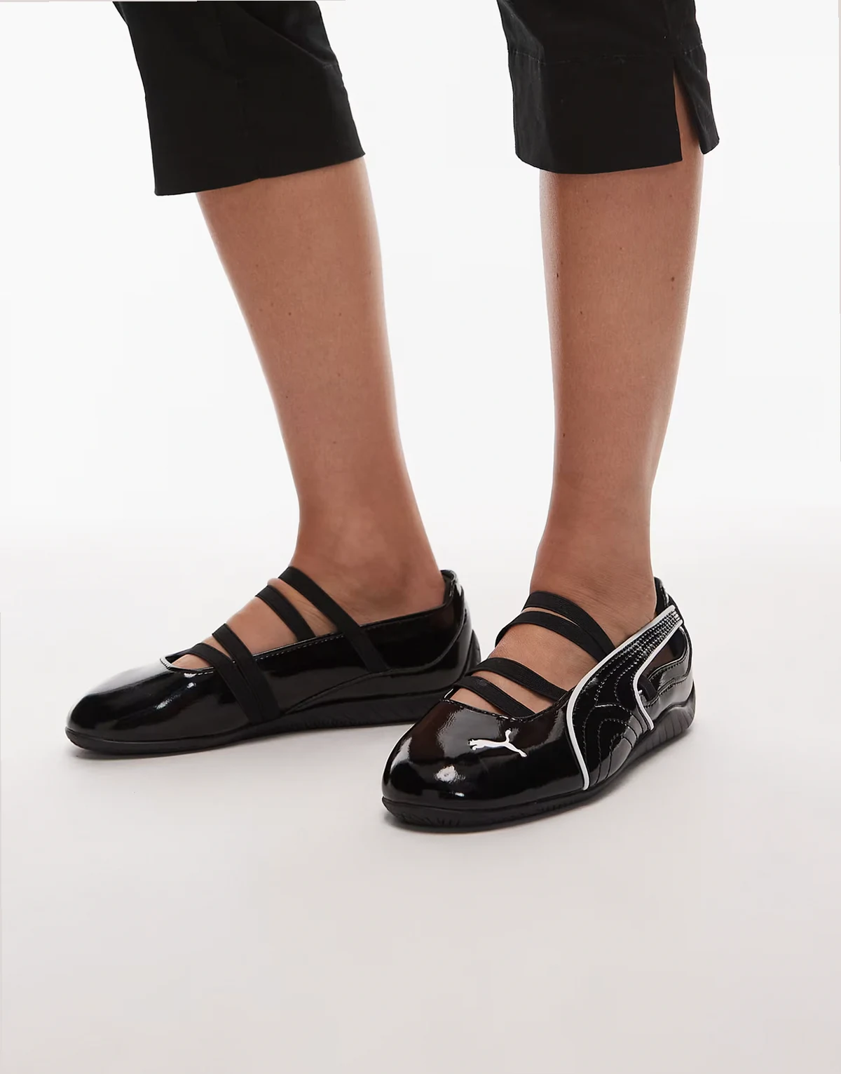 – Speedcat – Flache Ballerinas in glänzendem Schwarz