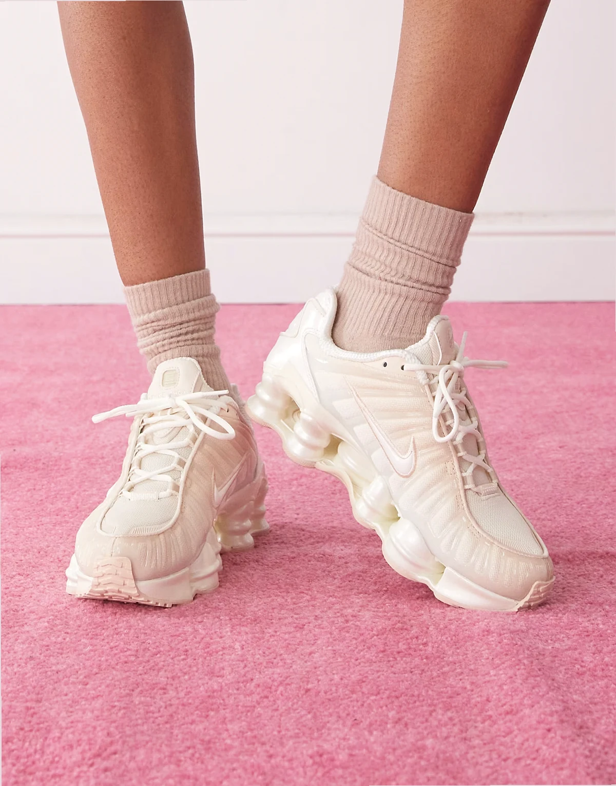 Shox TL pearlised sneakers in light pinks