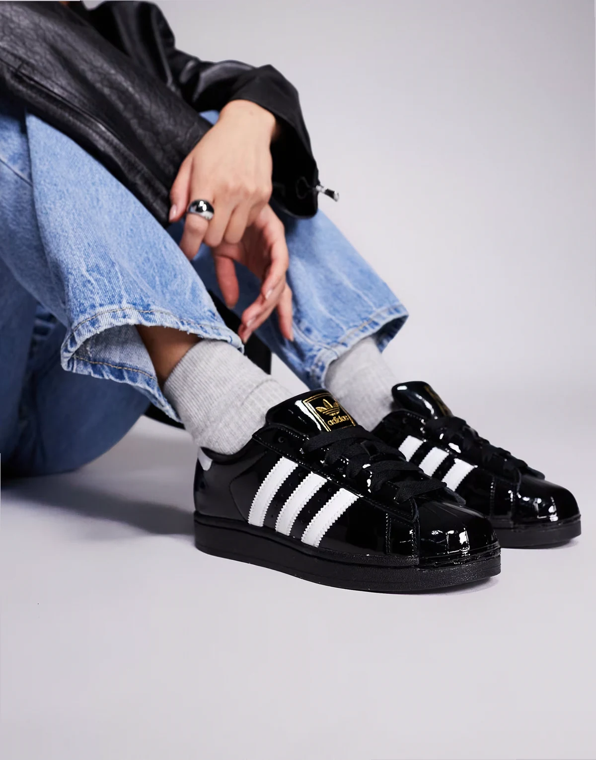 Superstar II sneakers in black patent