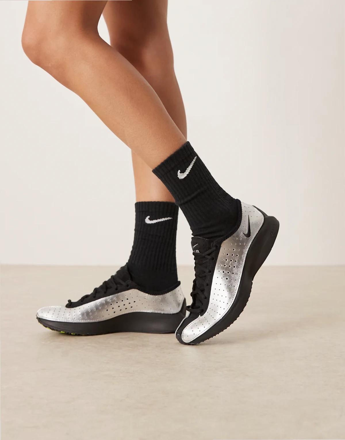 Air Superfly sneakers in metallic silver & black