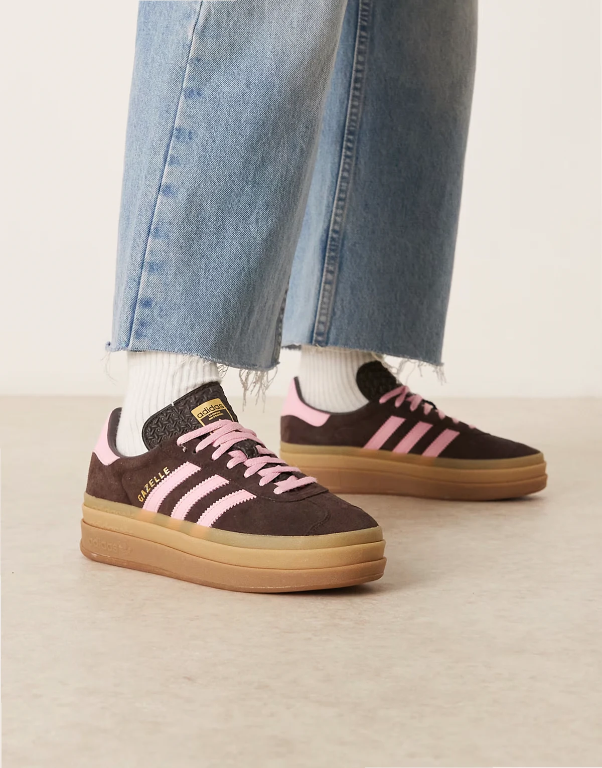 Gazelle Bold sneakers in dark brown and pink