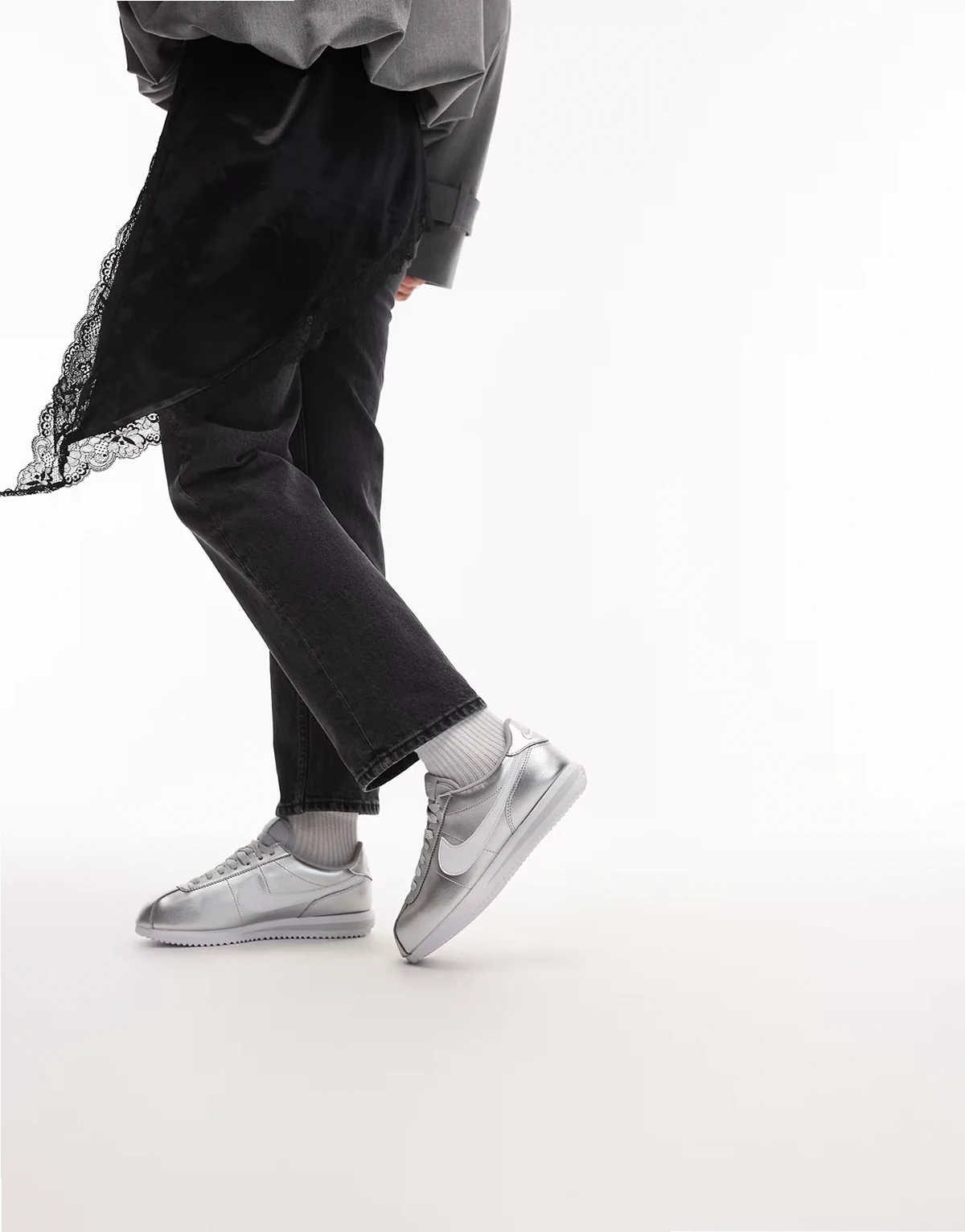 Cortez sneakers in metallic silver
