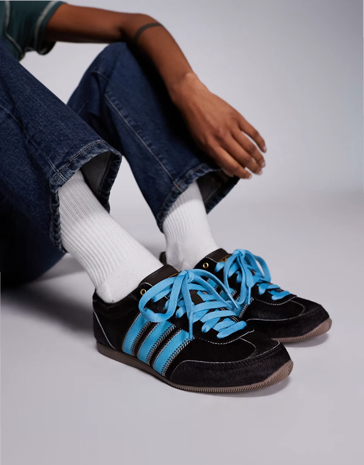 Japan sneakers in pony hair brown and blue