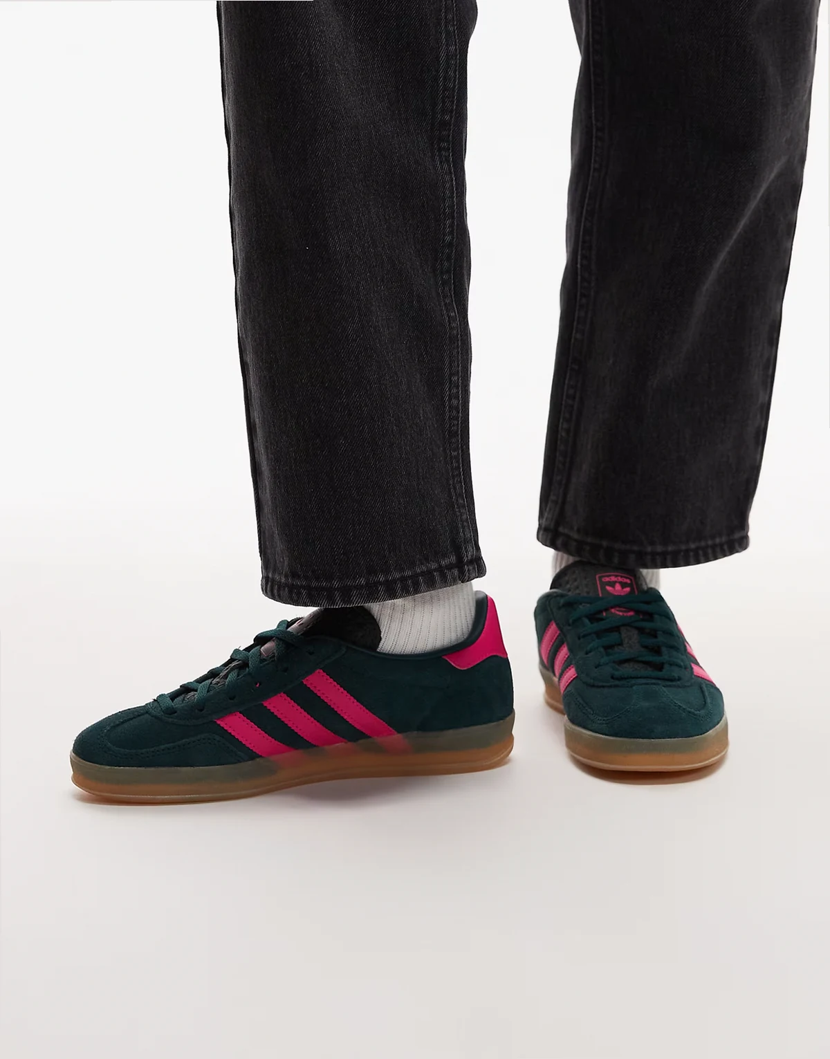 Gazelle Indoor sneakers in dark green and bright pink
